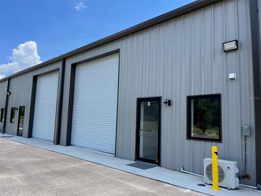 New construction commercial rental, zoned B5. Great location! Right off of the Belleview I-75 interstate exit, just minutes away from Ocala, The Villages, and Dunnellon. Single office of 210 sq ft with tile floors + bathroom. Warehouse space of 1,900 sq ft with roll up door. 1-3 parking spots available.