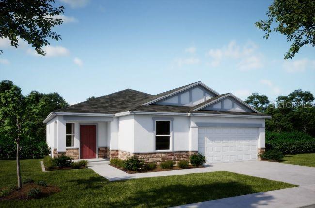 Under Construction. Live the Coastal Dream in the Ashton at Seminole Palms! Just 10 minutes from Flagler Beach and 5 minutes from everyday conveniences, this stunning home is part of a vibrant enclave offering resort-style amenities and sidewalk-lined streets perfect for evening strolls. From its stone-accented exterior and architectural shingles to its bright, open interior, every detail is designed to impress.
Step through the foyer into a versatile flex space, ideal for a home office, study, or playroom. 9’4" flat ceilings and ceramic tile throughout create an airy, open atmosphere.
At the heart of the home, the great room features an additional window and six flush-mount LED lights, providing abundant natural light and a welcoming ambiance. The chef’s kitchen is a showstopper with granite countertops, upgraded cabinets, a large island, and a walk-in pantry. Adjacent is the dining area, flowing seamlessly to the patio, where you can enjoy Florida’s tropical outdoor living year-round.
The primary suite is a private retreat, featuring a deluxe bath with granite countertops, upgraded cabinets, and a tile-surround shower. Additional bedrooms are tucked away for privacy, while the centrally located laundry room doubles as a drop zone to keep everyday clutter out of sight.
Car enthusiasts and hobbyists will love the 3-car garage, perfect for projects or storing bikes, surfboards, kayaks, and jet skis.
Modern convenience is built in with smart home features, including a Ring Video Doorbell, Smart Thermostat, Keyless Entry Smart Door Lock, and Deako switches. Outdoors, landscaping and an irrigation system complement the home’s striking curb appeal.
This exceptional home is backed by a full builder warranty, ensuring peace of mind for years to come.
The Ashton is a perfect blend of thoughtful design, elegant finishes, and active coastal living, making it the ultimate home for Florida lifestyle enthusiasts.