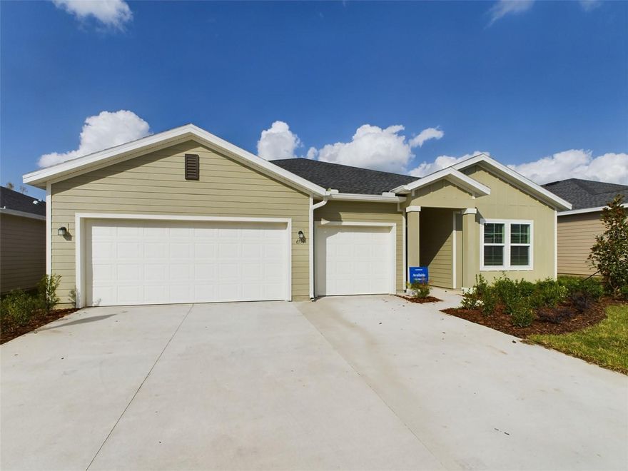 One or more photo(s) has been virtually staged. Under Construction. Medallion II Model in Pioneer Ranch! Be the first to live in this newly built 4-bedroom, 3-bath, 3-car garage single-story home at 6897 SW 87th Street, Ocala, FL 34476. This spacious home features an open floor plan with a modern kitchen, café, and living room—perfect for entertaining. Enjoy quartz countertops, walk-in pantry, all appliances including washer and dryer, ceiling fans in all bedrooms, and Hotwire high-speed internet included. The owner’s suite offers an en-suite bath and walk-in closet. Smart home touches include a Ring Doorbell and front door smart lock. Close to SW 200, shopping, dining, and more.