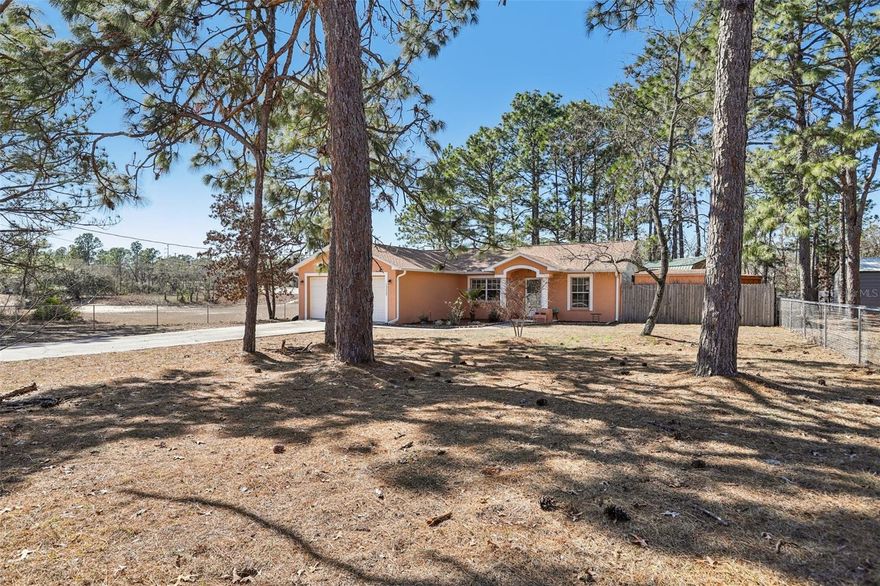 One or more photo(s) has been virtually staged. This fully updated 3-bedroom, 2-bathroom residence in Royal Highlands hits that sweet spot of both tucked away and connected, perfectly. Sitting on nearly half an acre (.45) in a no-flood zone, the property offers a sense of space and freedom you won't find in a standard subdivision, especially with no HOA to worry about. Inside, the 1,152-square-foot floorplan is filled with natural light, creating a bright and airy atmosphere that makes the home feel even larger. Significant updates, including a brand-new roof installed in 2023, provide peace of mind for years to come. You’ll also find a 16x12 detached building on the property, which is ideal for a workshop or extra storage for outdoor gear.

The location is a dream for anyone who loves the Florida outdoors. You’re only 15 minutes from Weeki Wachee Springs State Park for paddling through crystal-clear waters or visiting Swampfest. Golf enthusiasts will appreciate being less than 20 minutes from the world-class Cabot Citrus Farms, while those who enjoy trail riding are just 25 minutes from the 2,600 acres of ATV trails at Withlacoochee State Forest. Despite the rural feel, the Suncoast Parkway makes for an easy trip to nearby hubs—you can be in Tampa in about an hour, Ocala in an hour, or Orlando in 90 minutes. It’s a rare opportunity to enjoy a quiet, updated home with plenty of room to breathe while staying close to everything that makes this region special.