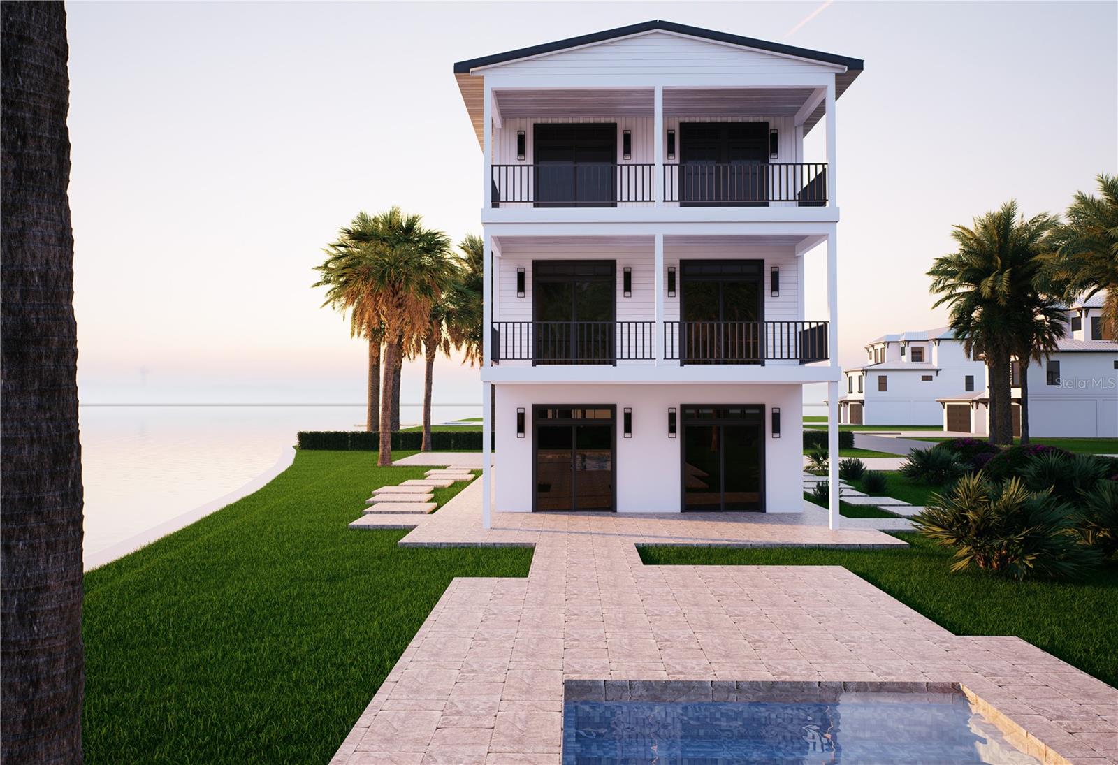 Pre-Construction. To be built. Build Your Coastal Dream on Siesta Key – Hurricane-Ready Luxury by SeaSafe Homes. This offering includes both the canal-front lot on Avenida Leona in Siesta Key and the construction of the Battery Point Model by SeaSafe Homes. This is a rare opportunity to build a high-performance coastal home in one of Siesta Key’s most desirable neighborhoods. Located just a short stroll from Siesta Village and world-renowned beaches, this canal-front lot is being offered with a full construction package for the Battery Point Model by SeaSafe Homes—a cutting-edge residence built for strength, speed, and style. Engineered to excel in extreme coastal environments, the Battery Point features a fortified 2x10 floor system, 2x6 walls, and a 180 MPH wind rating—far exceeding Florida’s standard building code. Built using advanced off-site construction methods, this home can be completed in 75% less time than traditional builds, minimizing weather exposure and maximizing efficiency. The design blends resilience with refined living: 4 spacious bedrooms, 3.5 baths, and an open-concept elevated floorplan with a chef’s kitchen, large walk-in pantry, and 10-foot island for entertaining. Expansive windows and sliders open to a covered porch that invites seamless indoor-outdoor living. The primary suite offers direct porch access, a spa-style bath, and dual walk-in closets. The lower level entry includes a welcoming foyer with an optional elevator to all floors. Every SeaSafe home is Zero Energy Ready, with high-efficiency sealed systems and superior insulation included as standard—features that often come at a premium elsewhere. Whether you're looking for a full-time residence, seasonal escape, or vacation rental investment, this pre-construction package offers you the chance to create a resilient and thoughtfully designed retreat in one of Siesta Key’s most coveted locations. Plans and pricing subject to change. Renderings and features are conceptual and represent the proposed home.