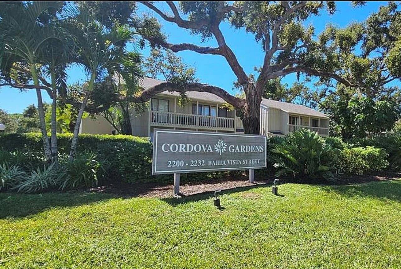 Short term rental conveniently located in downtown Sarasota. Hidden gem of Cordova Gardens, well maintained 2 bedroom 2 bath corner unit. Tastefully decorated with all the tools that is needed for a short term rental. The kitchen has every small appliance from baking items to preparing a culinary delight for friends and family. With many sliding doors this unit boasts an abundance of natural light. Outdoor space is peaceful and serene for relaxing or dinner with your loved ones. Your local Publix is a 10/15 minute walk away perfect for daily shopping for fresh groceries daily! Get in your daily exercise with a short drive or stroll to walk the John Ringling Bridge. Enjoy a host of eateries in Downtown Sarasota for Whole Foods to may of options on Main Street. Enjoy the community pool directly across the street from the condo as well as a grill that you can use as well. This unit is available beginning Jan 2026. Call today to schedule your viewing.