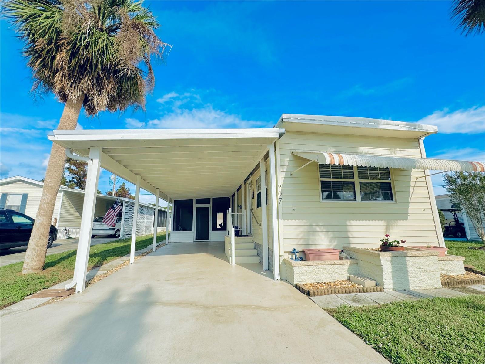 ** Bring an O F F E R !! *Motivated Seller!* 99-Year Lease Lot, NO LOT RENT. NO HOA fees - only $99.00 a year. Enjoy Florida's Retirement Lifestyle at an affordable price. Harbor Cove is a desirable 55 and up waterfront community that has everything you need to enjoy paradise. This fully FURNISHED TURNKEY home offers 2 bedrooms, 1.5 bathrooms, a spacious kitchen and living room, screened-in patio, a shed with storage area, NEW ROOF with gutters and downspouts, NEW CARPORT, RE-PIPED w/ PVC, fresh paint, public water and sewer, and more! See attachments. This home is pet-friendly. Located on the sought-after Myakka River, the 90-slip Marina is a boater's dream come true. Dry storage is also available. Charlotte Harbor and the Gulf of America are nearby. Harbor Cove was voted best manufactured home community 8 times! Harbor Cove has two heated pools, hot tubs, tennis courts, shuffleboard, pickleball, horseshoes, water aerobics, fitness classes, art classes, woodworking, golf cart parades, bingo, and dances. Boat clubs, a craft room, picnics on the patio, golf clubs, bowling clubs and much more. There is plenty of wildlife to enjoy in this 190-acre community; herons, egrets, cranes, ibis, parrots, even alligators and manatees! Conveniently located within minutes of Downtown Wellen Park, Costco, shopping, restaurants, and a short drive to beautiful Gulf Beaches. Sold as is. All furniture and contents stay.
