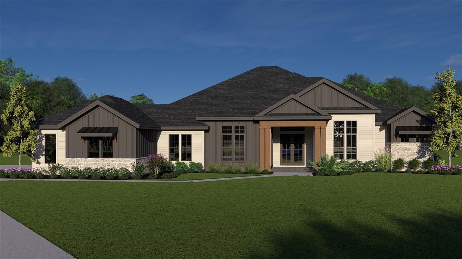 Under Construction. AR Homes' newest custom design is a true showstopper—set to debut in the 2026 Spring Parade of Homes! Nestled on a peaceful 3-acre homesite in the prestigious Kingston community, this 3,704 sq ft estate blends rustic charm with modern luxury, just minutes from Jonesville’s Publix, Starbucks, Tioga Town Center, and more.
A warm front porch and vaulted foyer welcome you into light-filled living spaces with stunning views through walls of sliding glass doors overlooking the pool, summer kitchen, and private backyard. The designer kitchen is built for entertaining with commercial-grade appliances, a 36” gas Rangetop, 42” built-in refrigerator, quartz countertops, and solid wood cabinetry with soft-close doors. A wine cooler and oversized walk-in pantry—complete with custom shelving and a second fridge—make hosting effortless. 4 Bedrooms, 4 Bathrooms, Den/Office, Bonus Room, and a 3 Car garage make for the perfectly appointed home.
Built with performance and durability in mind: 2x6 framing, post-tension slab, Zip System exterior wall sheathing, open-cell spray foam attic insulation, R-19 wall insulation, and double-pane Low-E windows. Additional features include two gas tankless water heaters and a 15-SEER Trane HVAC. Backed by a 1-year builder warranty and a 2–7 year Service Credo for added peace of mind.