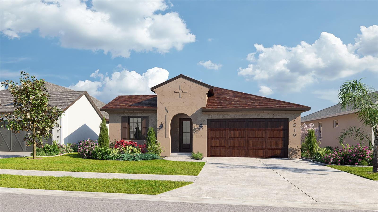 Under Construction. All on one level, Plan 404 delivers an open-concept design with 4 bedrooms, 3 full baths, and the kind of layout that makes daily life run smoother without sacrificing style or space. This home's exterior is of Spanish architecture and incorporates a modern feel. These features create a textured, ageless quality that communicates authenticity, taste, and comfort. The kitchen anchors the main living area with a walk-in pantry, island, built-in microwave, and the option to add a morning kitchen for extra prep or storage space. In the living room, a vaulted ceiling and extra windows create an airy, light-filled space that feels as good as it looks. With three secondary bedrooms and two additional full baths, there’s room for guests, kids, or multigenerational living. The primary suite is a quiet corner of the home, featuring a private bath with separate sink vanities, shower, and soaking tub, and a large walk-in closet. Whether you’re hosting, relaxing, or getting everyone out the door, Plan 404 is built to keep up with it all. Home price based on standard features, lot, elevation, and structural options. Available design shop features allow you the chance to customize the interior of the home and exterior paint color, up to the start date. Design sessions must occur before the cutoff date.