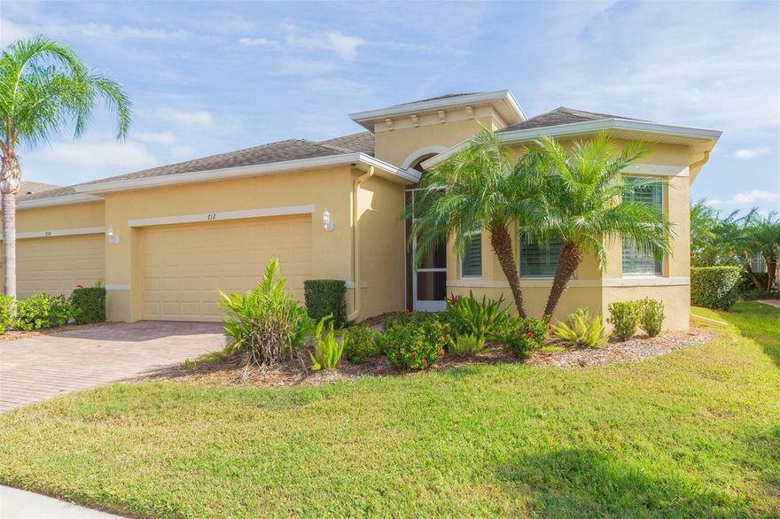 Welcome to Verona—the newest and ONLY GATED COMMUNITY in Sun City Center, Florida. This impeccably maintained home sits on a premium lot with beautiful golf course views and offers 3 bedrooms, 2 baths, a versatile den/bonus room, and approximately 1,800 sq. ft. of luxurious living space filled with upgrades.  Step inside to an inviting modern floor plan featuring TRAY CEILINGS, PLANTATION SHUTTERS, recessed lighting, tile flooring throughout, and a contemporary color palette. The chef’s kitchen is equipped with
 42" cabinetry, stainless steel appliances, granite countertops, a stylish tile backsplash, and a breakfast bar that opens directly to the living and dining areas—perfect for entertaining.  The exquisite primary suite is privately located at the rear of the home and showcases serene golf course and nature views. It includes two walk-in closets, dual sinks, granite countertops, and a ceramic tile walk-in shower. Two additional bedrooms and a full guest bath are positioned on the opposite side of the home to provide comfort and privacy for visitors. The front BONUS ROOM offers endless possibilities—ideal as a den, office, or creative space.  Prepare to fall in love with the CUSTOM FLORIDA ROOM, featuring tall windows, powered shades, stunning views, and its own AC/heater for year-round enjoyment. Additional features include reverse osmosis, a water softener, hurricane impact windows and hurricane shutters.   The inside laundry room with washer/dryer leads into the 2-car garage with storage shelving. Residents of Sun City Center enjoy an active 55+ lifestyle with over 200 clubs and activities, multiple pools, tennis, pickleball, and more. Verona also provides access to the private Renaissance clubhouse, complete with restaurant and bar. Ideally located between Tampa and Sarasota, you’re close to world-class beaches, professional sports, amusement parks, and three international airports.  Come see why we love it here—you won’t believe it until you do!