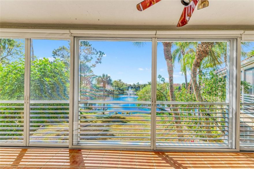 Come relax and enjoy the beautiful view of the only natural lake in Vizcaya. 
3 bedroom (or a den) and 2 bathrooms. Vaulted Ceilings and beautiful coastal soft sky-blue walls with nicely updated kitchen and bathrooms.
     Priced to sell... Jack and Jill walk in closets in Primary Bedrooms. Newer appliances. Lanai has both screen and glass for all year comfort with AC on Lanai. Gated community with short drive to beaches, Sarasota, SRQ and IMG and Detweiler's are in walking distance. This Beautiful gated Mediterranean community located so close to everything you could want. The American dream waits for you here in Florida. Just come and make this your home. Priced to sell with many nice updates.