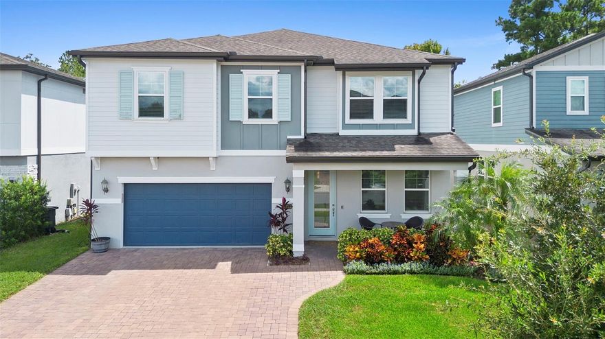 Seller is offering a concession to assist with closing costs or rate buy-down—making this stunning home an even greater opportunity for the next owner!  Experience luxury and tranquility in this beautifully appointed Florentine model by Meritage Homes, perfectly situated in the highly sought-after Hawks Crest at Winter Park community. This elegant two-story residence features 5 bedrooms, 2.5 bathrooms, and flexible living spaces designed for today’s lifestyle.

The first floor showcases an open-concept layout with a flex room ideal for a 5th bedroom, home office, guest suite, or study. The chef-inspired kitchen is the heart of the home, featuring Curava countertops—a sustainable, eco-friendly surface made from recycled glass—an expansive island with pendant lighting, walk-in pantry, and stylish finishes throughout.

Upstairs, enjoy a spacious family/media/game room perfect for entertaining or relaxing. The luxurious owner’s suite offers a spa-like bath and generous walk-in closet, while the laundry room with sink and cabinetry adds convenience. Additional upgrades include garage hanging rack storage and thoughtfully designed living spaces throughout.

Step outside to your private backyard oasis featuring a screened-in pool and covered lanai, all set on a premium preserve lot with no rear neighbors, providing the perfect combination of privacy and natural beauty.

Located in Hawks Crest at Winter Park, residents enjoy resort-style amenities including private Lake Howell access for kayaking and fishing, a resort-style pool and splash pad, clubhouse, fitness center, dog park, multiple playgrounds, and the security of a virtual guard-gated entry.

This home offers the perfect blend of modern design, eco-conscious features, and a premier Winter Park lifestyle—truly a must-see!