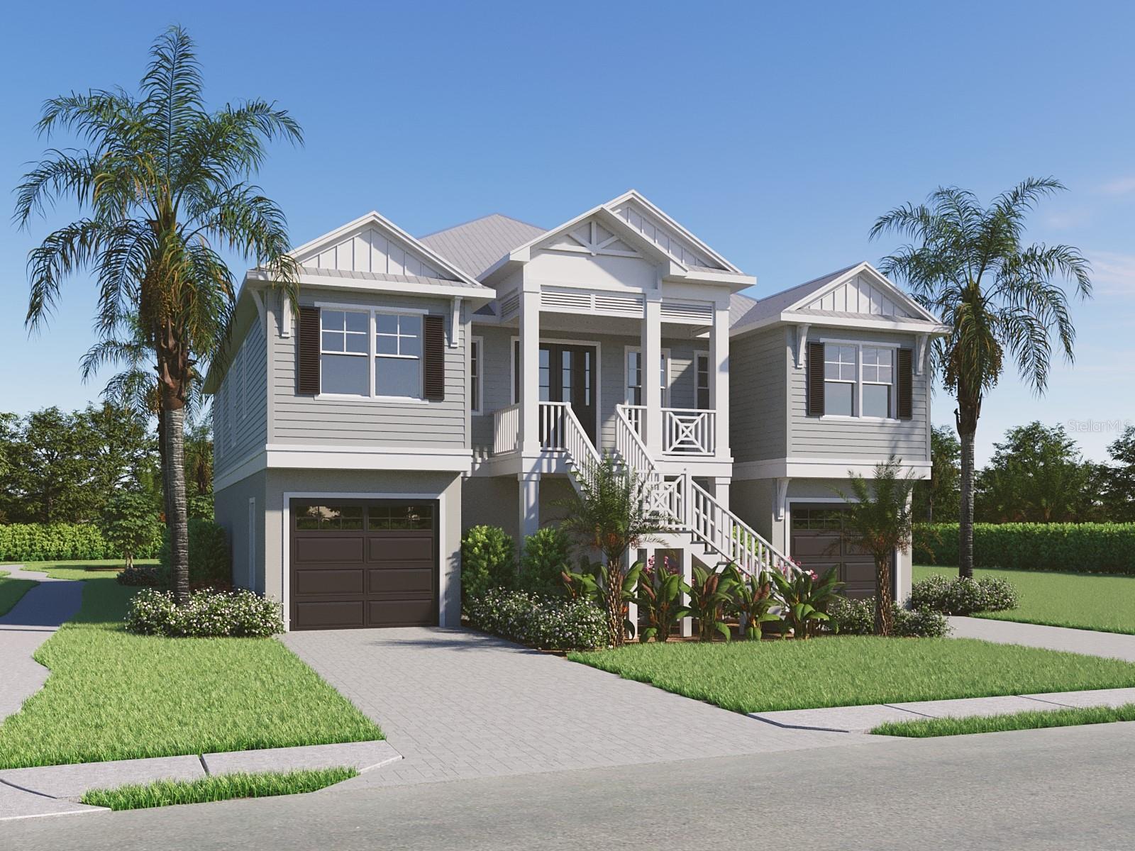 Under Construction. Welcome to 2102 Harbour Watch Drive, a luxury coastal retreat located in the prestigious guard-gated community of Harbour Watch in northern Pinellas County. Perched on a serene 90-acre peninsula bordered by the Gulf of Mexico and Anclote River, this exceptional 3,493 sq ft residence seamlessly blends refined elegance with the tranquil beauty of Florida’s SunCoast. Featuring 4 bedrooms, 4.5 baths, and a 2-car garage, this home offers 2,243 sq ft on the main level and an additional 1,250 sq ft on the fully insurable lower level. Inside, enjoy soaring 14' ceilings, durable luxury vinyl plank (LVP) flooring throughout the entire home, custom cabinetry and granite countertops throughout. The gourmet farmhouse kitchen is a chef’s dream with a gas stove, pot filler, range hood, walk-in pantry and a large granite island beneath custom lighting. French doors open to the private office, and the main bedroom suite is a true sanctuary with his and hers custom closets, a rainfall shower, and a spa-like bath featuring a luxurious free-standing tub.
The lower level includes a spacious in-law suite with its own bathroom and private entrance, a bonus room/office and a private sauna—perfect for guests or multi-generational living. Step outside to discover custom, lush landscaping surrounding both upper and lower covered balconies with ceiling fans, ideal for enjoying coastal breezes and spectacular sunsets. An outdoor kitchen with built-in grill elevates your entertaining space. Built to last with a metal roof, hurricane-impact windows, 8’ doors, paver driveway, and a 4-foot elevation from the street that far exceeds the Base Flood Elevation standards—offering true peace of mind, this home also includes an irrigation system and an additional split cooling system for the lower level. Less than 500 feet away is the beautiful community pool to enjoy on those hot Florida days. Completion is scheduled for October—don’t miss this rare opportunity to live where dolphins play and every evening ends with a postcard-worthy sunset.
