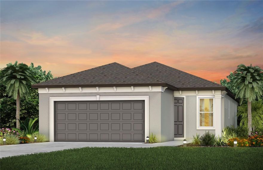 Under Construction. Enjoy all the benefits of a new construction home in the serene setting of Ocala, FL's horse country, with an age-restricted, fully amenitized lifestyle at Del Webb Stone Creek. This is the active adult community you've been looking for, with amenities that include an 18-hole championship golf course, a full restaurant and bar, indoor and outdoor pools, sports courts, and so much more. Our sprawling amenities, clubs, and classes will fill your retirement days with activities to make new friends and memories.
This perfectly sized Contour home features an open-concept floor plan with a designer kitchen that has large center island, white cabinets, 3cm quartz countertops with tiled backsplash, stainless steel single bowl sink, and stainless steel KitchenAid appliances, including a range, microwave, and dishwasher.  
The bathrooms have matching white cabinets and quartz countertops, including a walk-in shower and dual sinks in the Owner's bath. There is 18”x18” tile flooring in the main living areas, baths and laundry room, and stain resistant carpet in the bedrooms.
The Owner’s suite has a spacious walk-in closet.  There’s also a versatile enclosed flex room, ideal for a home office or craft room, a convenient laundry room with white cabinets and a 2 car garage with 4’ extension. 
Additional features and upgrades include an extended patio, dropped tray ceiling in the owner’s suite, upgraded lighting and door hardware, two tone interior paint and a Smart Home technology package with a video doorbell. 
Enjoy peace of mind with Pulte’s transferable, 10-year Limited Structural Warranty that covers materials and workmanship in the 1st year, workability of plumbing, electrical, HVAC, and other mechanical systems through the 2nd year, various types of water infiltration and internal leaks through the 5th year, and the structural integrity of the home through the 10th year. Plus, we’re currently offering limited-time incentives and below-market rates!