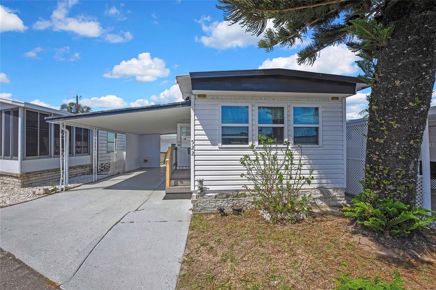 Affordable Florida living in the desirable Wilders 55+ community! This well-maintained 1-bedroom, 1-bath co-op mobile home offers approximately 480 sq ft of comfortable living space and is move-in ready with furnishings negotiable.

The home features an efficient layout with an open kitchen equipped with essential appliances including a range, refrigerator, and microwave. Laminate and tile flooring throughout provide easy maintenance. Recent improvements add tremendous value, including new electrical, updated plumbing, new insulation, and upgraded 2x4 walls with drywall construction—enhancing both durability and energy efficiency. A new gas tank has also been installed for added peace of mind.

Step outside to find a 2-year-old storage shed that includes a washer and dryer, offering convenient in-home laundry and additional storage space. The property also features a spacious carport.

Enjoy exceptional value with no lot rent—a rare find—plus a low monthly maintenance fee of approximately $120, keeping living costs affordable. Located in a friendly and active 55+ community in south St. Petersburg, residents enjoy a welcoming atmosphere with convenient access to shopping, dining, and transportation.

Perfect as a seasonal retreat, primary residence, or low-maintenance Florida getaway—don’t miss this opportunity to own in one of St. Petersburg’s most affordable communities!