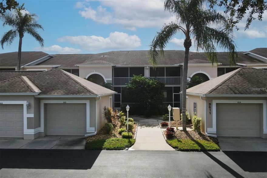 AVAILABLE NOV. & DEC.2026 - RENTED JAN., FEB., MARCH, APRIL 2026:  AVAILABLE OFF-SEASON:  EXCEPTIONAL GROUND FLOOR UNIT,  an immaculate and updated vacation condo at Stoneybrook G&CC offers all the amenities you would want for a few months in the sun.  The well-equipped kitchen has a breakfast nook with view of front lanai, SS appliances, and lots of cabinet space.  The dining area is open to the living area and the enclosed rear lanai features floor-to-ceiling sliding glass doors and provides year-round use and the ability to open the unit to the outdoor private preserve.  There is a King bed in the master bedroom, a desk workspace, an en-suite bathroom, and a walk-in closet.  There are twin beds in the 2nd bedroom with an adjacent guest bath.  There is a large TV in the living area and a TV in the master bedroom.  The one-car garage provides space for beach chairs and umbrellas for the occasional trip to the beach.  The Fairway Veranda community pool is a short distance from the front door and features a screened-in sitting area and bathroom.  The golf membership transfers if desired for a fee (check with the clubhouse for cost) giving the guest access to Stoneybrook G&CC amenities including an 18-hole premier Arthur Hills designed golf course, 4 lighted Har-Tru tennis courts, a heated pool, hot tub, and fitness center. The recently redecorated clubhouse offers fine and casual dining and take-out service.  Stoneybrook is a gated community conveniently located on Palmer Ranch close to the world-famous Siesta Key Beach. The Legacy walking and biking trail access is right outside the front gate, there is a Costco nearby, shopping, banks and restaurants   What an opportunity to immerse yourself in the Florida lifestyle in this delightful retreat.