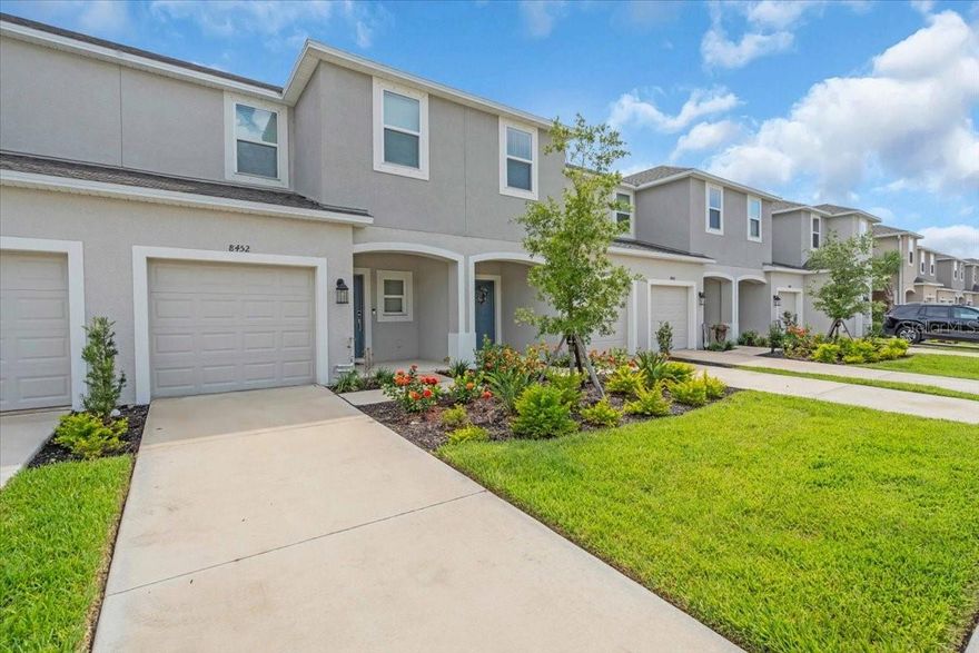 MAJOR PRICE IMPROVEMENT!! Are you looking for cost savings when buying your dream home? Check out these BUYER INCENTIVES: Seller offering Buyer credits towards closing costs paid at Closing & have the NEXT QUARTER'S HOA FEES PAID FOR! 
Modern Living Meets Tranquility! 
Welcome to this beautifully crafted 2024 Taylor Morrison Jasmine model townhome, nestled in the serene community of Townhomes at Skye Ranch. Barely lived in and truly move-in ready, this elegant, light-filled home features 3 spacious bedrooms, 2 stylish full baths upstairs, and a convenient half bath downstairs.

Upon entering, you'll be greeted by high ceilings, beautiful tile flooring, and a bright, open-concept kitchen outfitted with stainless steel appliances, a large granite island, and an inviting flow into the combined living and dining area—perfect for entertaining.

Enjoy the convenience of upstairs laundry, a 1-car attached garage with direct access, and ample storage including under-stair space, a walk-in pantry, and multiple closets. Step outside to your private screened-in patio, enhanced with a newly installed cage, ideal for morning coffee or evening relaxation. A water softener system has also been added for improved water quality.

Located just a short stroll from the community pool, you'll love the dog-friendly atmosphere and access to Turner Park, scenic walking trails with pond views, and proximity to shopping, dining, and the new Skye Ranch K-6 School just opened this Fall.

Bonus: No flood zone, offering more savings for you!

If you've been searching for this specific Jasmine model, there's only a very few available and if you don’t want to wait on new construction, this is your chance! Schedule your private tour today!