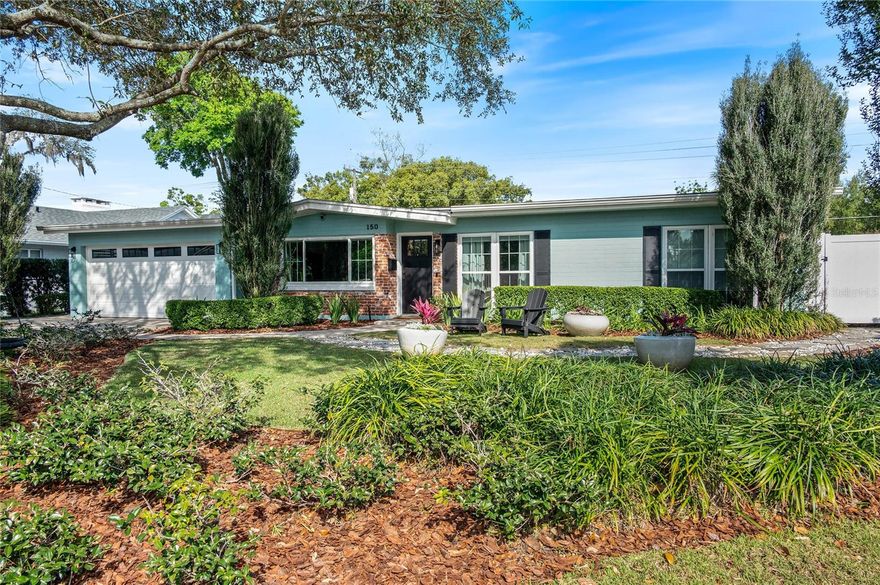 In the heart of Dommerich, this thoughtfully renovated mid-century pool home offers deeded access to the Winter Park Chain of Lakes & a well-executed floor plan designed for everyday living. Set on a .20-acre lot measuring 79’ x 111’, the home balances indoor comfort with outdoor livability, beginning with a welcoming front entry that opens to a casual foyer. To the left is a shared formal living and dining space filled with natural light from large-format windows. Wide plank engineered wood flooring, charming built-ins & updated finishes continue throughout the main living areas, creating a cohesive & visually consistent interior. Toward the back of the home, the layout transitions to a family room & adjoining Florida room, which, when used together, create a spacious secondary living area, or may function separately as a family room, casual dining area, office or reading room, all overlooking the pool and functionally connected to the kitchen. The kitchen is positioned at the center of the home & features white shaker cabinetry, grey quartz countertops, a large island with a butcher block countertop, seating and storage on all sides, a vent hood over the range, stainless steel appliances & a large white ceramic single-bowl farmhouse sink with a pull-down commercial-style faucet, along with windows overlooking the pool & backyard. The home offers an ideal split-bedroom plan, with the primary suite located on the back left side of the home and added in 2018 by Winter Brothers Construction. The suite includes a spacious bedroom with recessed lighting, separate closets with built-in organization & a well-appointed bath with dual vanities, a freestanding soaking tub, a glass-enclosed walk-in shower with rain shower head & a private water closet. On the opposite side of the home are three additional bedrooms, including one with an en-suite bath designed with a pedestal sink, wall-mounted storage & a glass-enclosed walk-in shower, along with a full hall-entry bath which comes with a tub/shower combination & new vanity (2026). Highlights of the backyard include a paver deck, saltwater swimming pool with a generous shallow shelf, child safety fence, play set, raised garden bed, lawn space for people and pets and a mature peach tree that produces fresh peaches. The home also features an attached two-car garage with a laundry area, professional landscaping and a newly installed white privacy fence with gated access on both sides. In addition to its charm & interior updates, the home offers meaningful system improvements, including electrical panels (2018), two HVAC systems (2018 and 2022), a full re-pipe to PVC/CPVC, roof replacement (2017–2018) & an electric water heater (2018). The property owner has the option to join the Dommerich Estates Beach Civic Association, which provides access to a private boat ramp, picnic area and lakefront amenities on Lake Minnehaha. Residents also enjoy convenient access via the neighborhood boardwalk to Maitland Community Park, offering tennis and basketball courts, trails, pavilions and year-round activities. Zoned for Dommerich Elementary, Maitland Middle and Winter Park High and located just minutes to Park Avenue, Lake Lily, the Maitland SunRail station and major roadways, this is an opportunity to own a move-in ready home in a well-established neighborhood with strong school zoning, a true sense of community and lake access to the Winter Park Chain of Lakes.