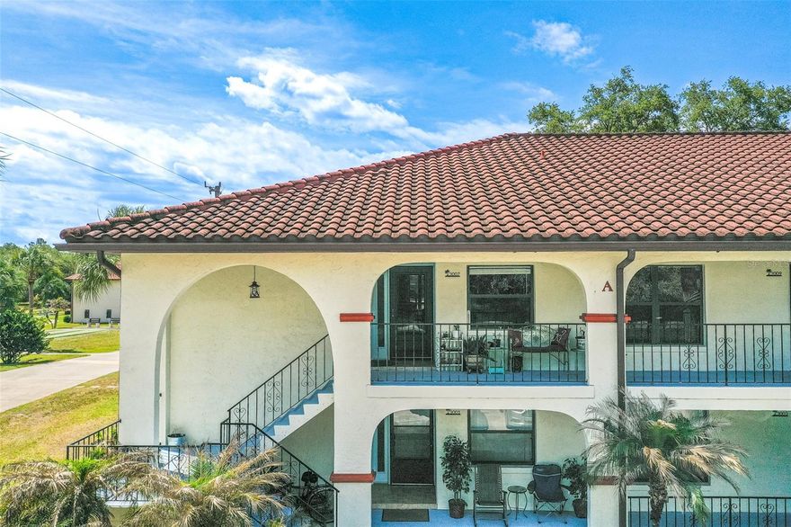 Beautifully updated and move-in ready, this second-floor condominium is nestled within a desirable 55+ community and offers a bright, open floor plan with newer porcelain tile flooring flowing seamlessly throughout the home. The tastefully renovated kitchen features granite countertops, crisp white cabinetry, recessed lighting, and a convection microwave, creating a clean and modern space perfect for both everyday living and entertaining. This unit has been a non-smoking and pet-free home since ownership. The entire HVAC system, including ductwork, was replaced just 3 years ago for added peace of mind. As a second-floor unit, it also offers a large attic storage area with convenient ladder access.

The spacious primary suite provides comfort and functionality with a private ensuite bathroom and a generous 5x7 walk-in closet. The enclosed back porch is fully air-conditioned and serves as a comfortable extension of the living space, perfect for relaxing year-round.

Residents of this well-maintained community enjoy a low HOA along with wonderful amenities including a heated pool with plenty of lounge seating, shuffleboard courts, a community grilling area, and scenic sidewalks throughout the neighborhood.

Whether you are searching for a full-time residence or a seasonal Florida retreat, this beautifully maintained condo offers comfort, convenience, and relaxed Florida living at its finest.