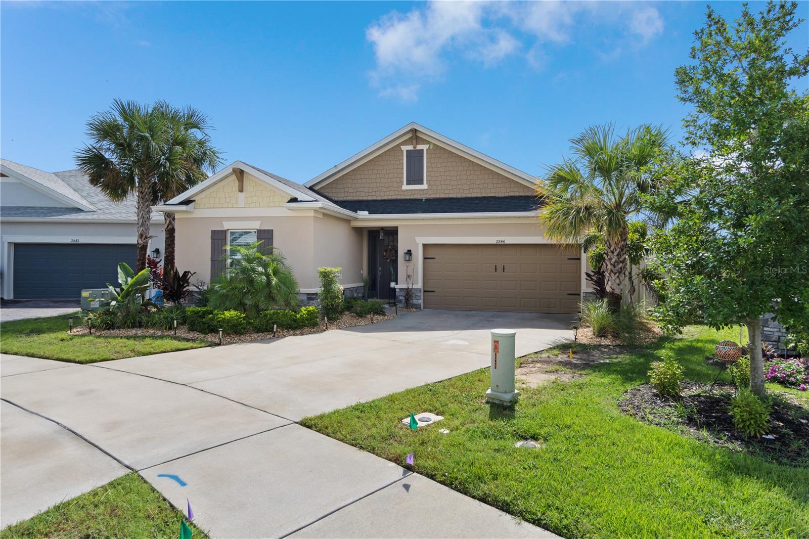 Discover this immaculate 2,399 sq ft residence perfectly located in one of Clermont’s most sought-after neighborhoods. This spacious and beautifully appointed home in a culdesac features 4 bedrooms and 3 bathrooms and a private study with glass French doors, ideal for home office or quiet reading space.
Step inside to find high ceilings, abundant natural light, and a flowing open floor plan that effortlessly connects the formal living and dining area to a spacious family room and modern kitchen. The gourmet kitchen offer stainless steel appliances, quartz countertops, a breakfast bar,, and plenty of cabinetry perfect for both everyday living and entertainment.
A standout feature is the pocket -style sliding glass door that fully retracts, creating a seamless transition to the outdoors. Outfitted with built in automatic blinds that leads to a large screened in lanai, offering the perfect space for relaxing, dining or enjoying Florida’s year round sunshine in comfort and privacy.
The primary suite is generally sized and includes a walk in closet and luxurious en-suite bathroom with dual vanities, a soaking tub, and a separate walk in shower.
Situated just minutes from top notch schools, shopping, dining, and Clermont’s beautiful chain of lakes, this home offers the perfect balance of convenience and tranquility. With easy access to major highways, you’re just a short drive from Orlando’s theme parks, airport, and downtown attractions.
Don’t wait. Make this home yours today!!!!