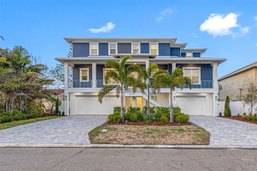 Seller is motivated! This extraordinary brand-new in 2024 home, offers unparalleled panoramic views of Boca Ciega Bay, the Park Street Mansions, and the Intracoastal Waterway from this perfectly situated property. Imagine waking up to the breathtaking sight of dolphins gracefully dancing in your backyard. Whether you have a dream boat to park on the lift or a deep-draft vessel to moor at the existing dock with electric and water access, this residence epitomizes waterfront living at its finest. This multi-story gem features 5 bedrooms, 3.5 baths, and an impressive 75' of water frontage and a whole-home generator. Car enthusiasts will appreciate the spacious 4-car garage, while everyone will delight in the convenience of an elevator, ensuring easy access to your desired floor without navigating the stairs. The open floor plan ensures that every room offers awe-inspiring water views. The kitchen is a culinary haven with Quartz counters, a stylish backsplash, custom cabinets, and top-of-the-line Monogram stainless appliances, including a striking waterfall island. The dining room features a
built-in bar and a stunning wine wall, leading to the custom designer-inspired fireplace wall and coffered ceilings in the great room. Luxury vinyl flooring and impact-resistant PGT windows enhance the allure of this home. Both the front and back balconies, with their magnificent water views, provide the perfect spots for relaxation. From the exquisite transitional tile and seamless glass showers to the beautifully crafted soaker tub and custom closet shelving, every aspect of this home has been thoughtfully designed, showcasing the finest materials and craftsmanship available. Another exciting feature is that the first floor has been wired for potential additional living space, and the back balcony has been preplumbed and wired for a future outdoor kitchen, offering endless customization possibilities for the new owner. Additionally, a new seawall ensures peace of mind. Ideal for those seeking island living, boating, quick access to the beach, downtown St. Pete, and the Interstate. Don't miss out on this rare opportunity. In today's fast-paced real estate market, properties of this caliber are in high demand and don't remain available for long. Seize this chance to secure your slice of luxury living on Boca Ciega Bay!