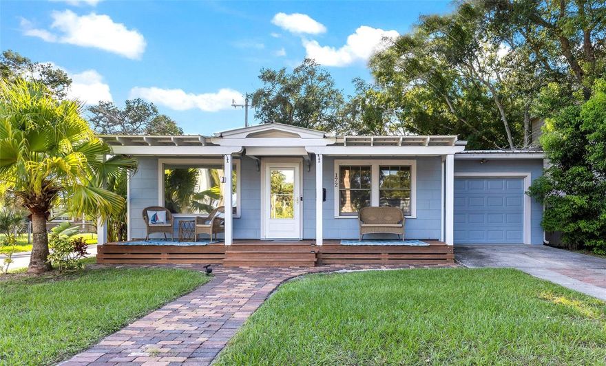 Welcome to this beautifully renovated Lincolnville cottage, where historic charm meets modern peace of mind. This fully furnished 2-bed, 1-bath home has been thoughtfully updated and is ready to serve as a primary residence, vacation retreat, or income-generating short-term rental. The inviting covered front porch (with gutters) sets the stage for morning coffee or evening conversation while keeping deliveries dry. Step inside to an open, light-filled living space and a chef-inspired kitchen boasting quartz countertops, soft-close cabinetry, farmhouse sink, custom pantry, and stainless-steel appliances including a French-door refrigerator, Fisher Paykel dishwasher drawer, and air-fryer range. The split bedroom layout offers privacy, while the stylish bath features granite finishes, a custom glass barn-door shower, and preserved Carrara marble flooring. Recent upgrades provide comfort and confidence: a durable metal roof with more than 27 years of life remaining, 200-amp electrical panel (2021), HVAC (2016), full plumbing re-pipe, water heater (2021), and a newly built front porch with gutters. Inside and out, every major component has been cared for. The oversized one-car garage includes laundry, water softener, and room for storage or larger vehicles. A newly built 8x12 powered shed expands the possibilities, ideal as a home office, creative studio, or guest overflow. Entertain outdoors on the back deck overlooking the spacious fenced yard with fire-pit. Zoned RS-2, this home offers flexibility for its next owner. Beyond the property, you’re immersed in the best of St. Augustine—the nation’s oldest city. Walk to historic downtown shops, restaurants, and cultural sites, or enjoy nearby parks, trails, and the community recreation center with pool, playground, and ball fields. Freedom Park, just blocks away, offers 10+ acres of green space along the San Sebastian River with picnic areas and a meditation garden. From history and culture to convenience and modern updates, this Lincolnville gem captures it all. All information provided is deemed reliable but not guaranteed.