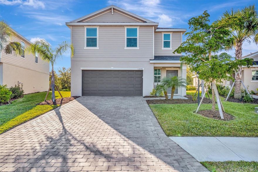 Welcome to the Community of Aurora centrally located in Lakewood Ranch and priced below $425,000!  This Atlanta floor boast 4 bedrooms, 2 full baths,one half bath, and a 2 car garage with epoxy flooring.  The home is constructed with HURRICANE IMPACT WINDOWS throughout. The open floor plan has tile flooring throughout the first floor, and is perfect for entertaining friends and family. The kitchen offers quartz counter tops, under counter stainless steel single bowl sink, goose neck faucet, recessed lighting, stainless steel appliances,  and for extra storage there is a step-in pantry. 4 bedrooms, 2 full bathrooms, plus the loft are located on the 2nd floor. The laundry closet is conveniently located on the 2nd floor also. The primary bedroom has an ensuite bath, with dual sinks, a step-in shower and a walk-in closet. Maintenance free living with the HOA which handles all lawn maintenance, irrigation and WIFI. The community pool and  playground is just steps from this home. Shopping, restaurants, and  “A” rated schools, are all conveniently located to this home! Lakewood Ranch has been the #1, multi-generational, selling community in the US since 2018!