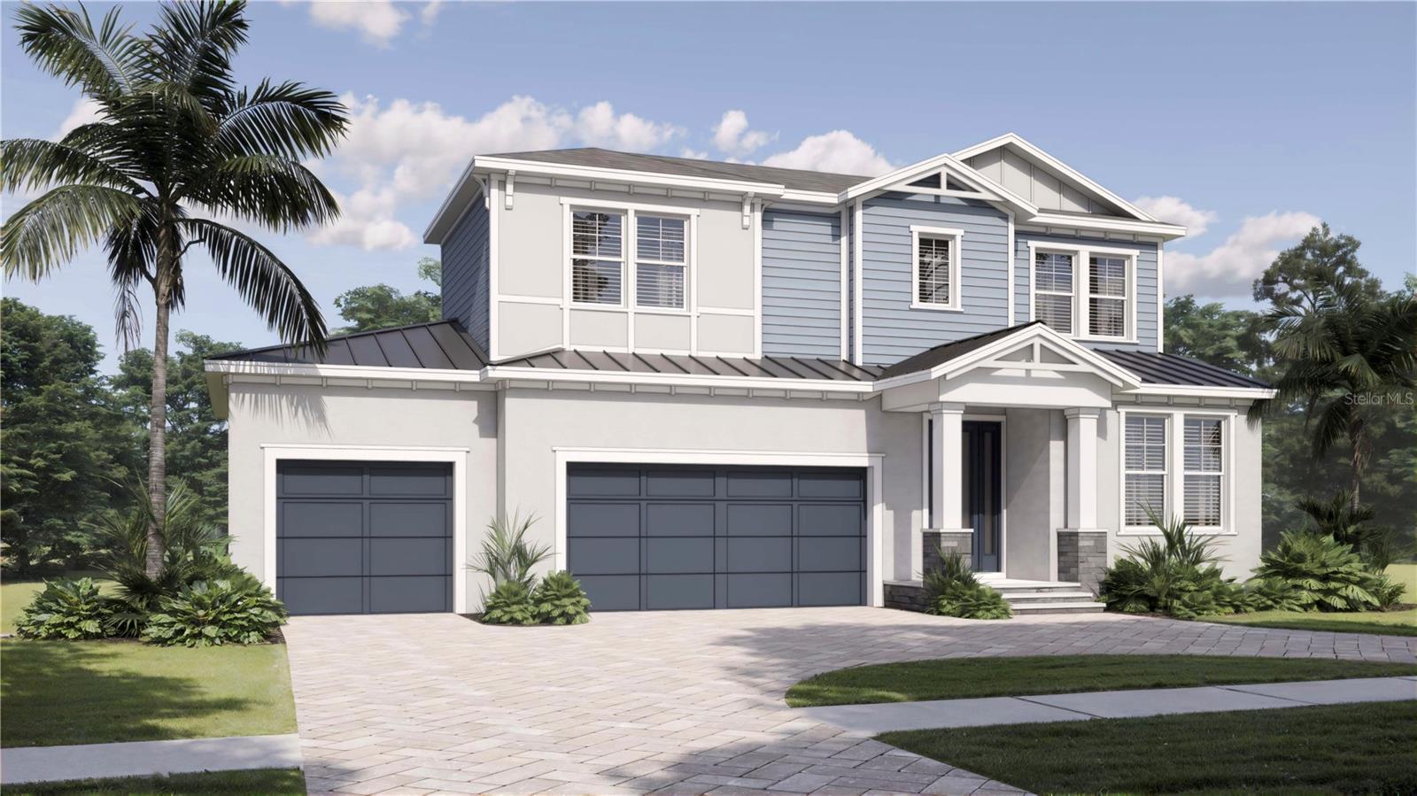 One or more photo(s) has been virtually staged. Under Construction. Introducing the Bahia Vista Model by Yoder Homes, a stunning two-story residence from their popular Metro Series. This exceptional new build boasts superior block construction, a durable metal roof, a spacious three-car garage, and impact-resistant windows, doors, and sliders, offering added peace of mind and safety.
Step inside to find a thoughtfully designed open floor plan, featuring soaring 10-foot ceilings and elegant 8-foot solid core doors that enhance the home’s impressiveness. The gourmet kitchen is complete with a 6-foot island, luxurious quartz countertops, custom shaker cabinetry, and a top-of-the-line Thermador appliance package, perfect for both daily meals and entertaining.
The primary bedroom, located on the main level, is a serene retreat with stunning tray ceilings, large his/her walk-in closets, double vanity, and a spacious walk-in shower. Bedroom #2, also on the first floor, is versatile and can serve as an additional bedroom or a home office. Upstairs, you'll find two more generously sized bedrooms that share a beautifully appointed full bathroom.
The home’s detailed interior is complemented by luxury vinyl plank flooring throughout both levels, providing durability and style. Outdoors, a gas-heated saltwater pool with a screen enclosure and paver deck creates the ideal setting for relaxation and entertainment. The outdoor kitchen completes the space, perfect for hosting family and friends. Conveniently located with easy access to downtown Sarasota, the Legacy Trail, Payne Park, Sarasota Memorial Hospital, and the world-renowned beaches of Longboat and Siesta Keys, this home offers the perfect blend of luxury, comfort, and convenience for modern family living.
Experience elevated living at its finest in the Bahia Vista Model.