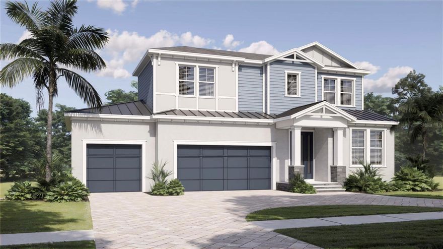 One or more photo(s) has been virtually staged. Under Construction. Introducing the Bahia Vista Model by Yoder Homes, a stunning two-story residence from their popular Metro Series. Home is taking shape! 
Paver driveway recently installed, 3 CAR GARAGE, LVP flooring.  Pool will begin shortly; size to be 12 x 26 , allowing plenty of room for pets in the backyard!   This exceptional new build boasts superior block construction, a durable metal roof, impact-resistant windows, doors, and sliders.  
Step inside to find a thoughtfully designed open floor plan, featuring soaring 10-foot ceilings and elegant 8-foot solid core doors that enhance the home’s impressiveness.  The gourmet kitchen is complete with a 6-foot island, luxurious quartz countertops, custom shaker cabinetry, and a top-of-the-line Thermador appliance package, perfect for both daily meals and entertaining.
The primary bedroom, located on the main level, is a serene retreat with stunning tray ceilings, large his/her walk-in closets, double vanity, and a spacious walk-in shower.  Bedroom #2, also on the first floor, is versatile and can serve as an additional bedroom or a home office. Upstairs, you'll find two more generously sized bedrooms that share a beautifully appointed full bathroom.
The home’s detailed interior is complemented by luxury vinyl plank flooring throughout both levels, providing durability and style. Outdoors, a gas-heated saltwater pool and paver deck creates the ideal setting for relaxation and entertainment. The outdoor kitchen completes the space, perfect for hosting family and friends.  Conveniently located with easy access to downtown Sarasota, the Legacy Trail, Payne Park, Sarasota Memorial Hospital, and the world-renowned beaches of Longboat and Siesta Keys, this home offers the perfect blend of luxury, comfort, and convenience for modern family living.
Experience elevated living at its finest in the Bahia Vista Model.