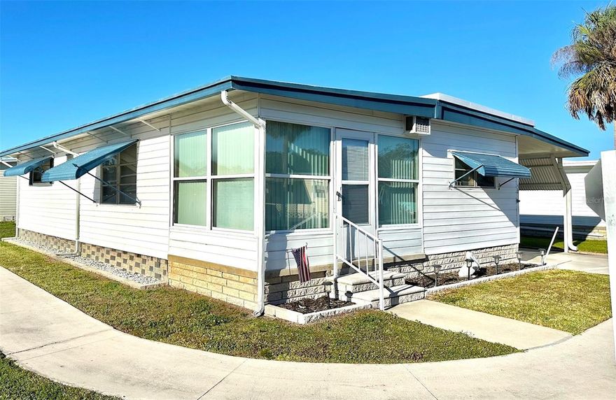 New Price! Hurry to see this fantastic  2 bedroom, 2 bath, spacious Doublewide with inviting Front Fla. Room to enjoy! Located in the super popular Resident Owned, friendly 55+, Greenbrier Village! ! Attractive Corner Lot, with parking for 2 cars! Double Roof Over, and Vinyl Siding, for added insulation!  2 large Bedrooms, with 2 impressive bathrooms!  Charming front light & bright  kitchen, to enjoy! Small pet ok! Cash Only! This is a super buy, so do not wait to see! Now Only $106,900., includes the share! Low $220. mo. fee! Close to beaches, golf courses, medical, airports, shopping, and all you would want!