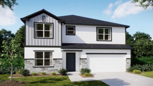 Pre-Construction. To be built. The Carlisle at Enclave at Seminole Palms – A Masterclass in Space, Style, and Comfort
Set in a brand-new community with resort-style amenities just 10 minutes from Flagler Beach, this fully upgraded, move-in ready model home offers the perfect balance of design and function for modern living.
From its stone-accented exterior and covered front porch to the architectural shingles, this home exudes curb appeal. Inside, you're welcomed by a stylish interior featuring luxury vinyl flooring throughout the entire first floor and bathrooms, with plush carpet upstairs for added warmth and comfort.
Just off the foyer, a flexible Flex Space provides the perfect setting for a formal dining room, home office, or den. The open-concept layout continues into the expansive great room, illuminated by additional flush mount LED lighting, and into a chef-inspired kitchen. Here, you'll find granite countertops, upgraded cabinetry, a walk-in pantry, and a large island with built-in shelves—all complemented by a full line of stainless steel appliances. A charming breakfast nook, complete with an extra window, offers a sunny space to enjoy your morning coffee.
A private guest suite is located on the main floor, featuring its own bath with a tiled walk-in shower, upgraded cabinets, and granite countertops—ideal for overnight guests or multigenerational living. Step outside from the great room to the screened-in patio, perfect for relaxing or entertaining.
Upstairs, discover a generous loft and four additional bedrooms. Bedrooms 3 and 4 are connected by a shared Jack & Jill bath with dual sinks and a tub/shower combination. The primary suite serves as a luxurious retreat, offering a tray ceiling, massive walk-in closet, and a spa-inspired bathroom complete with oversized ceramic tile shower surround, granite countertops, and upgraded cabinetry.
An open iron handrail and stairway window add architectural interest and natural light to the upper level. The convenient upstairs laundry room, including a washer and dryer, simplifies daily routines.
Smart home features such as a Ring Video Doorbell, Smart Thermostat, Keyless Entry Smart Door Lock, and Deako Switches bring added convenience and peace of mind. Stroll through the sidewalk-lined streets of this vibrant community and enjoy the ease of low-maintenance living.
Backed by a full builder warranty, The Carlisle is a home where thoughtful design meets lasting quality.
Schedule your private showing today!