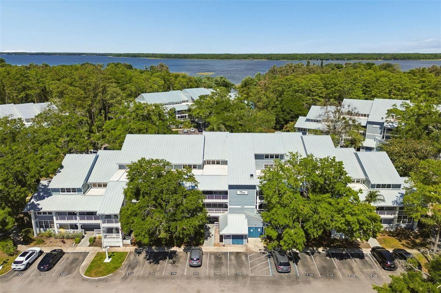 Positioned on the waterfront of Lake Tarpon in Palm Harbor’s Dolly Bay community, this updated two-bedroom, two-and-a-half-bath condo offers a clean, modern interior with a true low-maintenance lifestyle.

Beautiful new wide plank white oak engineered hardwood floors run throughout, creating a consistent, elevated finish. The main level is open and functional, with defined living and dining spaces and direct access to a rear patio with water views. Hurricane impact windows and sliding glass doors bring in natural light while adding durability and energy efficiency. Major updates include a 2024 HVAC system and a 2021 metal roof.

The kitchen is open and spacious, featuring granite countertops, ample cabinetry, modern appliances, and countertop seating. A wet bar separates the kitchen and dining area, ideal for entertaining. An updated half bath serves the main level. 

Upstairs, both bedrooms are well-sized and positioned for privacy. The primary suite features high ceilings, strong natural light, two closets with custom systems, and an en-suite bath with a walk-in shower. The secondary bedroom is equally spacious, offering its own en-suite bath and large closets. A large attic provides additional storage, a rare feature for condo living.

Monthly HOA dues cover water, sewer, trash, and pest control, simplifying ownership. The building has also been recently updated with new siding and exterior paint.

Dolly Bay offers direct access to Lake Tarpon with rentable boat slips - current availability for motorboats, kayaks, and paddleboards. Community amenities include a waterfront pool, clubhouse with a kitchen, ping pong table, and tennis/pickleball courts.

Convenient to shopping, dining, and the Gulf beaches, this is a well-updated waterfront option for a primary residence or second home.