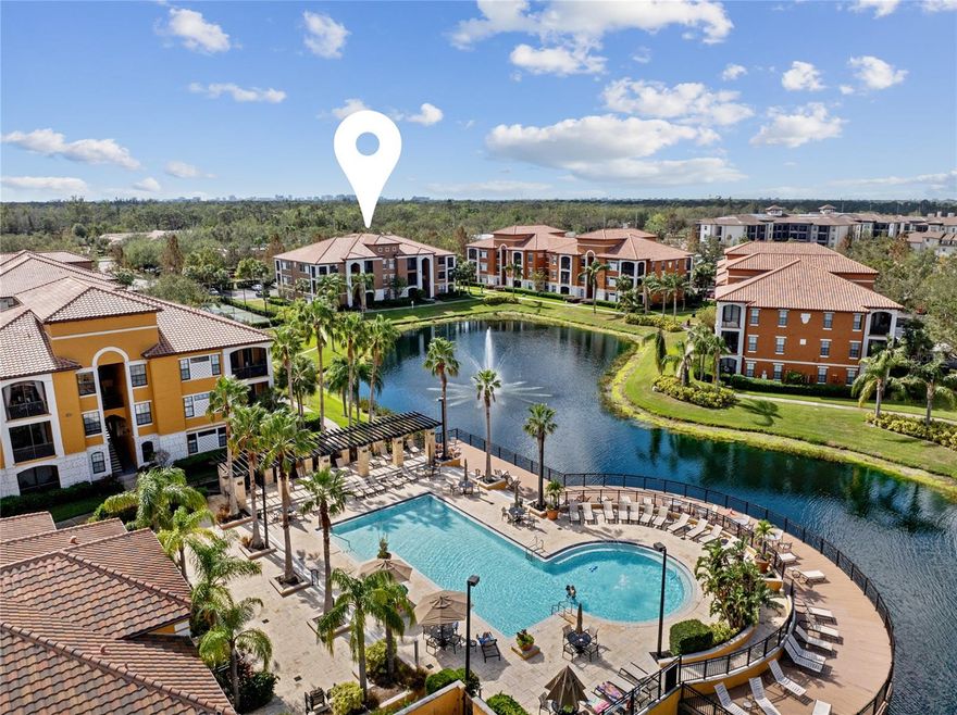 LOWEST MONTHLY CONDO FEES!! Step into resort-style living with this beautifully renovated 1-bedroom, 1-bathroom condo on the top-level of the Serenata community. From the moment you enter, you’ll be greeted by soaring high ceilings, an inviting light-filled space and THE BEST tranquil views of the water and fountains in the community. This home has been meticulously enhanced with new flooring, cordless blinds, custom California Closets, a newer A/C unit, and water heater. The kitchen has been thoughtfully updated with new Quartz countertops, a modern sink, garbage disposal, refinished cabinets, and sleek, new appliances that bring both style and practicality to the space. The bathroom boasts a fresh new look, featuring an upgraded Quartz countertop, vanity lighting, faucet, toilet, and towel bars.

Serenata offers an unparalleled lifestyle, complete with exceptional amenities such as a salt water pool, tennis court, fitness center, clubhouse with a kitchen and lounge, game room with a pool table, library, office space, onsite HOA manager, and even a car wash station. The gated community is surrounded by beautifully manicured grounds and peaceful walking paths, all complemented by attractively low HOA fees.

Situated in an ideal location just off University Parkway and minutes from the UTC Mall, SRQ Airport, grocery stores, restaurants, and Sarasota’s best attractions, this condo combines modern elegance, convenience, and an enviable lifestyle. Don’t miss your chance to call Serenata home—schedule your showing today!