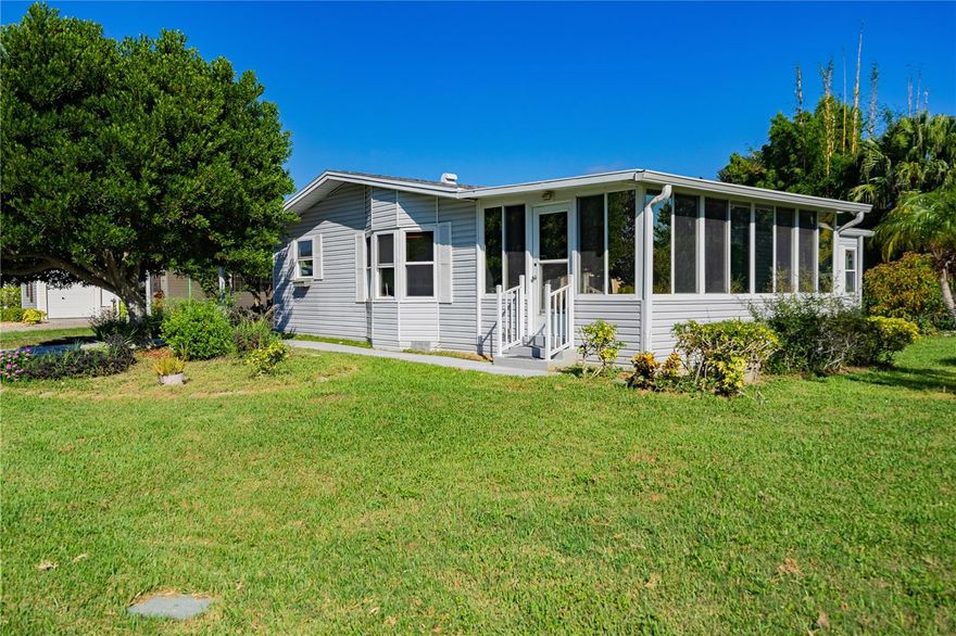 Beautiful Corner Lot Manufactured Home in 55+ Edgewater Landing – No Lot Rent!
Welcome to resort-style living in the highly sought-after gated 55+ waterfront community of Edgewater Landing—where you own the land and enjoy an active, coastal lifestyle with no lot rent! This charming 2-bedroom, 2-bathroom home sits on a spacious corner lot and features a custom-built 12x18 screened-in porch with concrete flooring, graded glass windows with privacy film, and sliding glass doors leading into the home—perfect for morning coffee or relaxing evenings. Inside, you'll find a 200 sq ft living room, well-maintained interiors, and two full bathrooms for added comfort and convenience. Outside, the carport includes a custom-built storage shed/workshop, complete with a working sink—ideal for hobbies, crafts, or extra workspace. Community Highlights: Low HOA fee includes cable & internet, Private boat ramp with direct intracoastal access, On-site boat & RV storage (when available), Heated pool & hot tub, Pickleball, tennis, bocce, and shuffleboard courts, Vibrant social calendar with activities and clubs, Clubhouse & fitness center currently being rebuilt with brand-new facilities on the way!
All of this just 5 minutes from Publix and local shopping, with dining and retail options nearby, and only 20 minutes from New Smyrna Beach. Daytona Beach Airport is just a short drive away for added convenience. Don’t miss this opportunity to own a beautiful home in one of Edgewater’s premier 55+ communities. This move-in ready property won’t last long—schedule your private showing today and make this your forever home!
