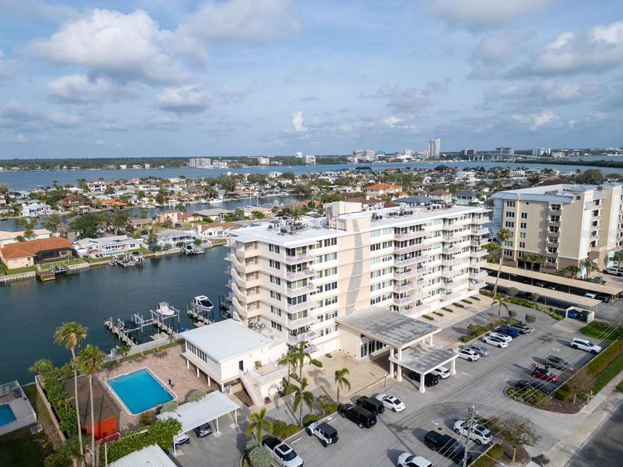 Offered for the first time as a rental - a 3-bedroom, 3-bathroom residence with 1960 square feet of elevated coastal living in the sought after Island Estates community of Clearwater Beach. Positioned on the 7th floor, this spacious unit boasts sweeping sunrise views over the Intracoastal Waterway and downtown Clearwater, delivering a tranquil and inspiring start to each day.

Inside, you'll find an open and airy layout enhanced by natural light and serene water vistas. The kitchen is a chef’s delight with crisp white cabinetry, quartz countertops, and stainless steel appliances, including induction range – an ideal space for entertaining or simply enjoying the coastal lifestyle.

The thoughtfully designed floor plan includes a split floor plan providing privacy and comfort for both homeowners and guests. The primary suite offers a large walk-in closet and a spa-inspired ensuite bathroom, while the second ensuite bedroom is equally inviting with water views. A third bedroom and additional full bath provide flexible space for an office, guests, or family.

Enjoy peaceful mornings on your private balcony, accessible from the main living area, where you can watch boats glide along the waterway. Additional features include an oversized 2-car private garage, a storage locker on the 7th floor, and in-unit laundry for convenience.

The Island Way Towers community provides resort-style amenities including a waterfront heated pool, updated fitness center, club house overlooking the pool, BBQ area, and a recently renovated lobby. All of this is just moments from Clearwater Beach, the Clearwater Marine Aquarium, dining, shopping, and the best beach in the country!
