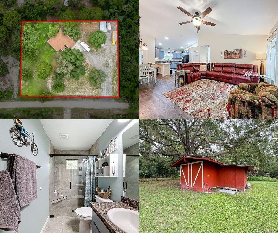 Country Living with Modern Comfort on 1.25 Acres!
Welcome to your private slice of paradise in Weeki Wachee, Florida! Situated on a peaceful street, this 2021-built 3-bedroom, 2-bathroom home with a 2-car garage has been meticulously maintained and is move-in ready.
Nestled on 1.25 fully fenced acres, the property offers a rare combination of space, versatility, and freedom—no HOA restrictions! The large double gate opens to four RV parking spots, each with water, septic, and electric hookups—as well as 2 carports perfect for guests, or toys. You'll also find a 2-car carport and a barn, providing ample storage or space for hobbies, projects, or livestock.
Step inside to an inviting open floor plan that seamlessly blends the kitchen, dining, and living areas—ideal for entertaining or everyday living. The split-bedroom layout offers privacy, with a spacious owner’s suite featuring a walk-in shower, linen closet, and walk-in closet. On the opposite side of the home, two generous guest bedrooms share a beautifully updated bath with walk-in shower and glass doors, plus an indoor laundry room for added convenience.
Enjoy the outdoors year-round from the large screened-in lanai, perfect for relaxing without the nuisance of Florida bugs. NO need to worry about a water bill with a well that has been dug into the Florida Aquafor for crystal clear water.
Whether you're looking to homestead, host, or simply spread out—this property checks all the boxes!