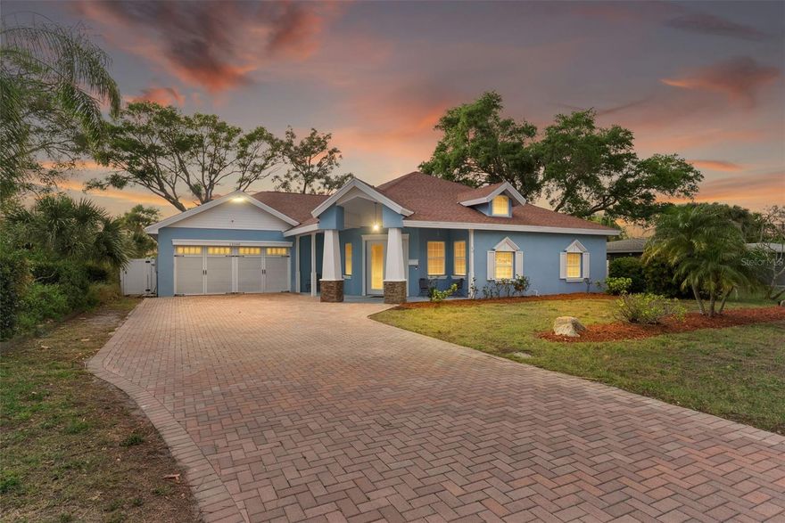 Experience the pinnacle of Florida living in this stunning custom-built estate, perfectly situated on a spacious quarter-acre lot in the heart of Largo. This home is a rare masterpiece of craftsmanship, hand-built with meticulous care by a professional builder as his personal residence. From the custom architectural details to the high-quality copper plumbing, every inch of this 2,965-square-foot home reflects a level of quality and pride of ownership that is rarely seen in modern construction. This prime location offers the ultimate coastal lifestyle, located just minutes from the world-renowned white sands of Indian Rocks Beach and Belleair Beach. Whether you’re looking for a sunset stroll along the Gulf of Mexico or a day of boating and paddleboarding, the best of the Florida coast is right at your doorstep. From the moment you arrive, the attention to detail is evident, starting with the stacked stone columns at the grand entrance. Step through the French doors into a light-filled foyer where dramatic architecture, soaring 10-foot ceilings, and elegant arches set the tone. The heart of the home is a chef’s dream kitchen, featuring premium granite countertops, solid wood custom cabinetry, a massive breakfast bar, and a central preparation island. High-end stainless steel appliances, including a gas stove and professional range hood, make this space as functional as it is beautiful. The open-concept design flows seamlessly into the family room, while a formal dining area provides the perfect setting for holiday gatherings. Retreat to the expansive master suite, a true sanctuary complete with its own gas fireplace and a spa-like ensuite bath that must be experienced to be believed. The garden soaking tub is a standout feature, ergonomically designed with a perfect recline that allows your head to rest so comfortably you’ll never want to leave. The thoughtful split-bedroom floor plan ensures maximum privacy for all. One of the property's standout features is the versatile bonus wing, including a private bedroom, walk-in closet, and its own kitchen—ideal for an in-law suite or guest quarters. Step outside to your private outdoor oasis and relax on the oversized screened-in porch. The space is anchored by an inviting pool surrounded by lovely travertine pavers, providing a high-end luxury feel perfect for post-beach relaxation. Beyond the home, enjoy being walking distance to John R. Bonner Nature Park and a short drive to the Florida Botanical Gardens. Modern conveniences abound, including two separate A/C units and water heaters for efficiency, a security system, and a hurricane-rated garage door. This home offers the perfect balance of custom luxury and beach-town proximity. With no HOA fees and a location near local shops and public transit, this is a rare opportunity to own a one-of-a-kind home in a quiet, established neighborhood where every day feels like a vacation. Schedule your private tour today to experience the unparalleled quality and coastal charm of 12080 143rd St.