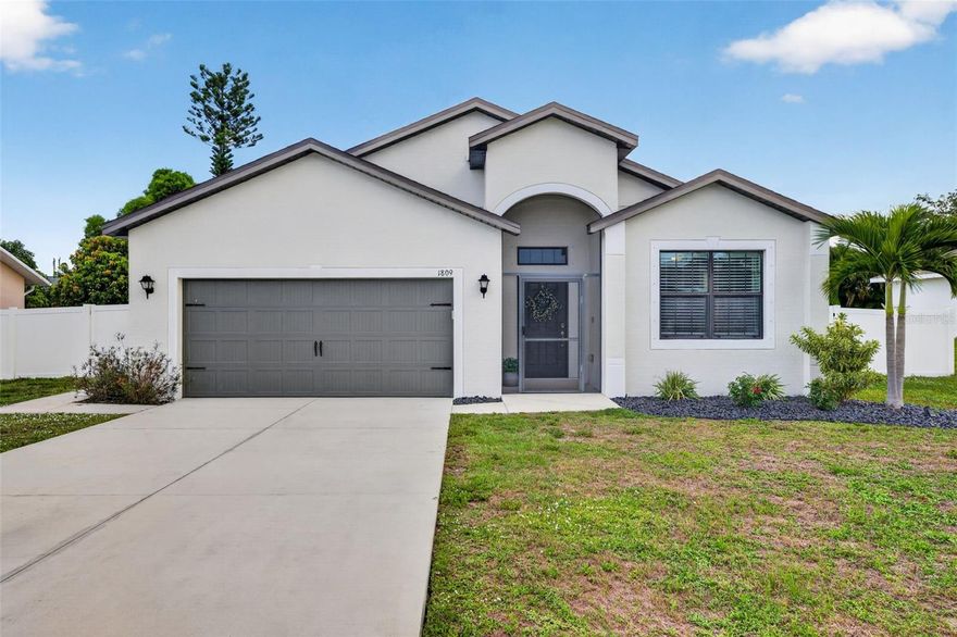 Amazing UPDATED 4 BEDROOM home in great SW Cape Coral neighborhood! Many UPDATES / UPGRADES: NEW Whole House Filtration System, NEW Water Heater 2024; NEW White Privacy Fence; NEW Extended Concrete Patio; 10 x 10 SHED (with Rollup door & Shelving); 
KITCHEN: Bright and sunny kitchen is great for entertaining. Peninsula Island with Breakfast Bar for additional seating and gathering, Pantry,  NEW Quartz tops - 2022, Stainless Kitchen Appliance package including Vent Hood and upgrade Back-splash, stylish Cabinetry updated with NEW finish.  NEW Flooring: Plank Style Luxury Vinyl - 2022. ALLERGY FREE HOME: Never had pets or smokers! ASSESSMENTS Paid in full by Seller at closing! Master  Bedroom Suite: Walk-in Closet, Double Vanity, Walk-In Glass Shower, Oversized Garden Soaking Tub and Private Water Closet. BONUS ROOM: functions as a second Family Room!  LAUNDRY: Washer & Dryer included & Built in Upper Cabinetry. Spacious Under Truss Screened Lanai.  previous flooding at this home. Low cost – ASSUMABLE FLOOD INSURANCE.