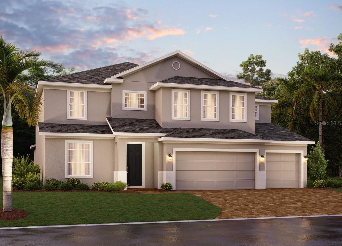 Under Construction. Welcome to the beautifully crafted Exbury plan, a stunning 3,800 sq. ft. home nestled on an expansive 85x177 homesite that backs to a tranquil conservation area. This beautifully designed residence offers 5 bedrooms, 3.5 baths, and a 3-car garage, featuring a luxurious first-floor Primary suite with spa-like ensuite bath including dual walk-in closets, and oversized walk-in shower with wall tile surround and rain-head fixture. The soaring two-story foyer and family room enhance the open layout, flowing seamlessly into a gourmet kitchen with quartz countertops, 42" cabinetry, sleek tile backsplash, and oversized island—perfect for entertaining. Enjoy serene outdoor living on the large covered lanai, while inside, luxury abounds with tile flooring in 1st floor main living areas, 9’4” ceilings and 8’ doors on 1st floor, a spacious 2nd floor loft, and thoughtful details throughout. Don’t miss this rare opportunity in one of the area’s most sought-after communities! Bargrove Estates is a serene, quaint neighborhood just minutes from historic downtown Mount Dora. Enjoy easy access to shopping, dining, and major thoroughfares - everything you need is within reach while still enjoying the charm of small-town living.