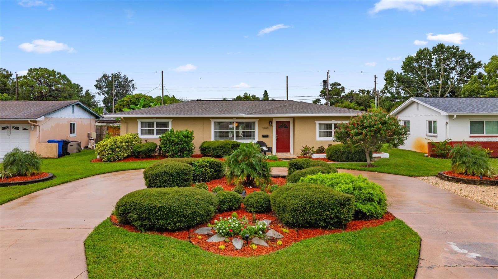 Welcome to your own slice of paradise! This light-filled home is surrounded by lush, year-round landscaping in both the front and back, creating that vacation-all-the-time vibe the moment you arrive. The fully fenced backyard is your private oasis—complete with a patio, dinner deck, bar, landscape lighting, and a screened lanai. The highlight? A versatile swim spa where you can swim against the jets for exercise or turn up the heat and relax in hot tub mode. Inside, the home feels airy and relaxing thanks to windows on every wall, beautiful bamboo wood flooring, and a flowing layout that makes everyday living a joy. The spacious primary suite boasts vaulted ceilings, while the granite countertops, brand new oven, and new fridge make the kitchen both stylish and functional. You’ll also love the convenience of an in-house laundry room and fantastic water pressure. Practical upgrades like a brand new roof give peace of mind, while features like a big circular driveway (room for lots of cars!) and drought- and rain-tolerant landscaping make life easy. The location is just as dreamy, nestled in a quiet neighborhood with no through-streets, perfect for peaceful walks. Plus, you’re within walking distance to the public park, pool, tennis courts, and more. Just minutes from the beach and other attractions. And the best part? NO HOA and NO FLOOD ZONE! This home is equal parts fun, functional, and fabulous. All that’s missing is you!