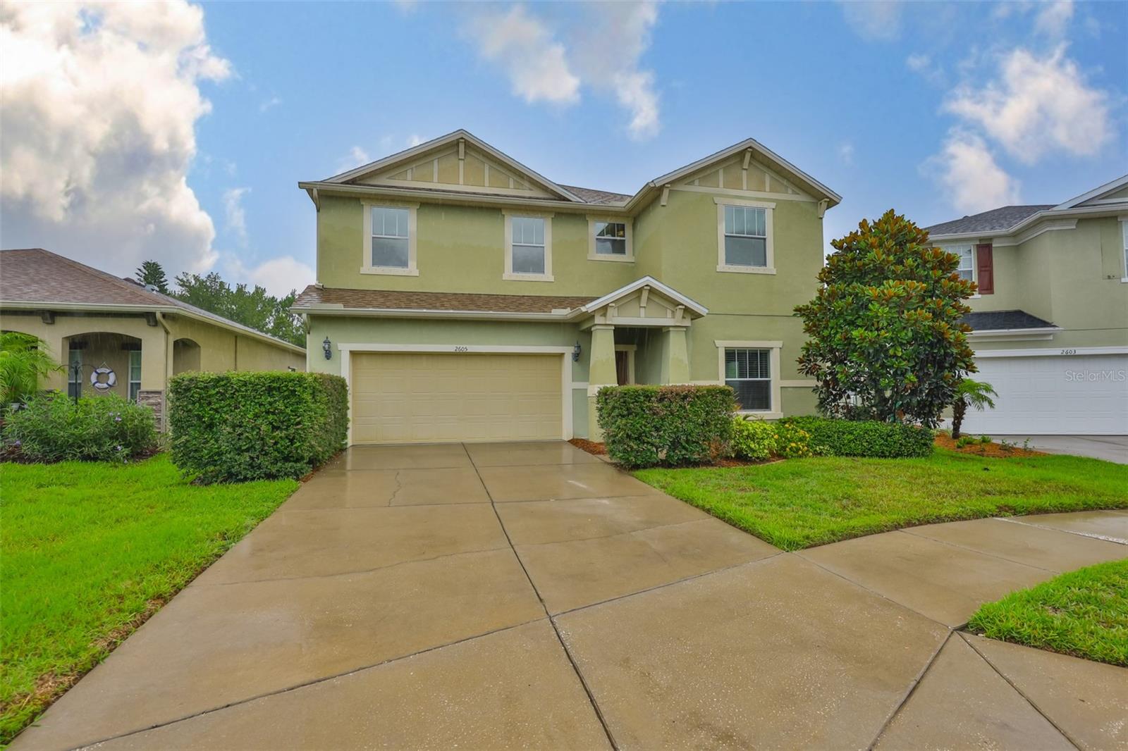 Absolutely stunning 4-bedroom + bonus room home located in a gated community with no backyard neighbors! This bright, open floor plan features hardwood floors, crown molding, and neutral tones throughout. The oversized kitchen is perfect for entertaining — complete with 42” cabinets, granite countertops, stainless steel appliances, tile backsplash, recessed lighting, and ample counter space. Enjoy peaceful greenbelt views and unwind in your private screened oasis with a self-cleaning Pebble-Tec pool and pavered deck. Additional features include a bonus room, irrigation system, security system, and access to top-tier amenities. Conveniently located near the Veterans Expressway, shopping, and dining. This one is a must-see!