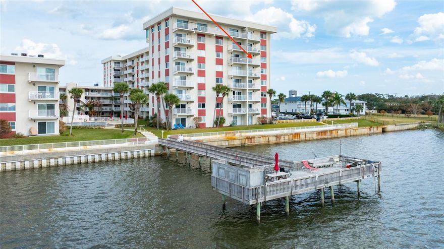 Move in ready! BRIGHT and sunny 6th floor corner end unit with 2 Bedrooms and 2 full baths! DIRECT RIVERFRONT with outstanding views! You will be amazed by the breathtaking sunsets & sweeping views of the intracoastal waterway, 2 fishing docks, gorgeous SUNSETS! Sit on your nicely sized balcony and watch the yachts sail by and the dolphins play endlessly! This unit has so much new! Brand new 2026 HVAC system, all upgraded impact windows (except kitchen window which doesn't face outward) Recently updated bathrooms and remodeled kitchen with granite countertops. Riverside Condo is a desirable Beachside Condo complex with MANY Amenities including 3 pools (two of which are heated), 2 Fishing Docks, cleaning stations 4 on site laundry rooms, shuffleboard courts, clubhouse/Rec Room, BBQ area with tables, social room with a pool table and a reading area.Onsite management. No pets allowed, Only service animals.Meticulously manicured grounds and DIRECT riverfront walkway for you to enjoy! Located just 4 blocks from ''The World's Most Famous Beach'' Daytona Beach. Walking distance from Publix supermarket, shopping and restaurants