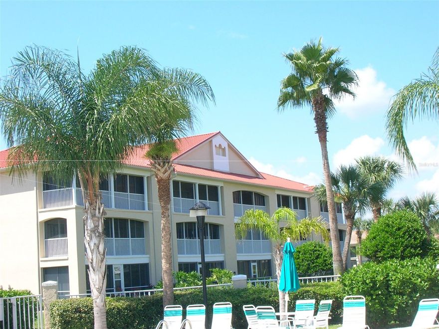 Lovely furnished condo with a deeded 2-CAR GARAGE and glass enclosed porch serving as additional living space. This condo is  located on ta putting green near Clubhouse and Pool.  This is a Riverfront Community wothprivate boat access to the ICW and includes boat docts, and a 1/2 mile Riverwalk.  Numerous amenities including tennis, 18-hole chip & putt, 2 community pools and pristine landscaping. ;LocationDescription: Condo ;Water: City