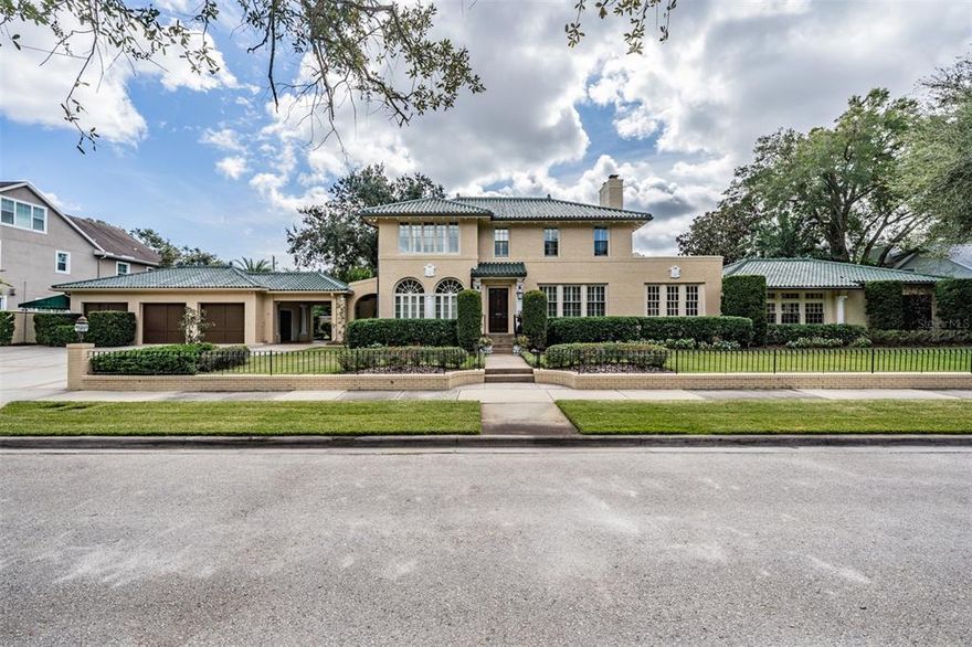 One or more photo(s) has been virtually staged. Don’t miss this rare opportunity to purchase one of the most unique and historic residences that Parkland Estates has to offer.  This home has 6 large bedrooms, 5 full baths, 2 half baths, and includes a massive apartment suite.  The home sits on a triple lot (.54 Acres) in one of South Tampa's most desirable neighborhoods.  This estate includes a 150-kw backup generator that can run the entire house uninterrupted for an extended period of time (Flood Zone X).  The owner’s master suite is located on the first floor of the property and includes its own secluded sitting area, two walk-in closets, a massive bathroom, and direct access to the pool area which includes an outdoor kitchen, spa, and covered veranda with gas lamps and commercial grade ceiling fans. The first floor boasts extensive custom woodwork, multiple gas fireplaces, a 600+ bottle climate-controlled wine cellar, a formal dining room and living room, a butler’s pantry, a den with built-in wet bar and custom cabinetry, a library, a breakfast room with an abundance of natural light, and a great room with 12-foot ceilings that overlooks the veranda and pool area. The second floor of the main home includes four large bedrooms with two jack and jill bathrooms.  The detached two car garage has an expansive driveway which is great for additional parking while entertaining.  The garage also includes a spacious air-conditioned office or gym area with an adjacent covered patio.  This walled estate has mature landscaping with custom lighting and fountains.  The owners have meticulously maintained and updated the house with new impact-rated windows in 2010, a new roof in 2017, and many other upgrades.  This home lies in the A-rated school districts of Mitchell Elementary School, Wilson Middle School, and Plant High School and it is centrally located within walking distance of Hyde Park Village, Bayshore Boulevard, and the South Howard Ave. (“SOHO”) district.  The home is less than a 10-minute drive from Downtown Tampa and Tampa International Airport.  Do not miss your opportunity to own this one-of-a-kind home.  Schedule a showing today!