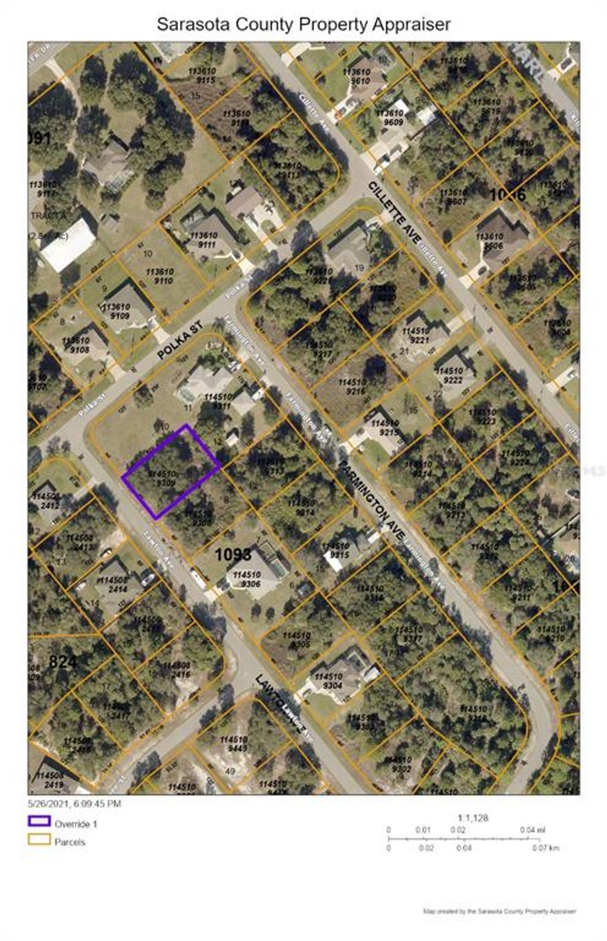 A wonderful opportunity to purchase a nice lot for your new home or investment in developed area of North Port. Close to amenities, convenient to US 41 and shopping.  Not far from Gulf Beaches.  Electric nearby.