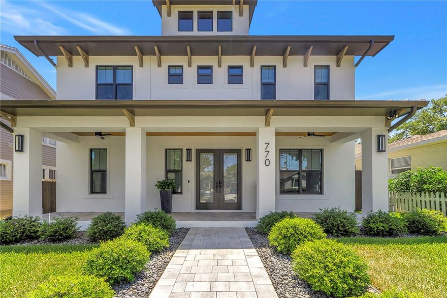 Exquisite Custom Pool Home with Guest Apartment in Crescent Lake
Nestled along the picturesque brick streets of the highly sought-after Crescent Lake neighborhood, this stunning 2024 custom-built residence offers the perfect blend of timeless charm, modern luxury, and exceptional versatility. Just one block from the 56-acre Crescent Lake Park, this home places you steps from scenic walking trails, tennis and pickleball courts, playgrounds, and open green spaces.
Offering a total of 3,388 sq ft, the property includes a 2,700 sq ft main residence and a 749 sq ft detached guest apartment, providing flexibility for multigenerational living or income potential.
The main home features 3 bedrooms plus a dedicated office and 3.5 baths, thoughtfully designed with an open-concept layout, soaring ceilings, and abundant natural light. Each bedroom features its own private en-suite bathroom, offering comfort and privacy for family and guests alike. The gourmet kitchen is a chef’s dream, showcasing top-of-the-line Thermador appliances, custom cabinetry, and elegant finishes—perfect for both everyday living and entertaining.
The luxurious primary suite is a true retreat, featuring dual walk-in closets (his and hers) plus an additional custom closet—ideal for expanded wardrobe and accessory storage, along with a spa-inspired bathroom.
Designed with efficiency in mind, the home features gas-powered appliances for enhanced energy performance, along with smart home features, a smart irrigation system, and a tankless water heater. For added peace of mind, the home is prepped and ready for a gas generator, ensuring comfort and continuity during any power outage.
Step outside to your private backyard oasis, where a sparkling pool and covered lanai create the perfect setting for relaxing or entertaining. A convenient poolside half bath enhances the seamless indoor-outdoor lifestyle.
Adding incredible value is the detached 3-car garage with a beautifully appointed 749 sq ft apartment, featuring its own private entrance and designated parking space—ideal for in-laws, guests, or rental income.
Located just minutes from vibrant downtown St. Petersburg, enjoy easy access to waterfront parks, award-winning restaurants, museums, art galleries, The Pier, and Tropicana Field. With quick access to I-275, commuting to Tampa, Clearwater, and Sarasota is effortless.
A rare opportunity to own a newer, energy-efficient luxury home in one of St. Pete’s most beloved historic neighborhoods—high and dry with no flood insurance required.