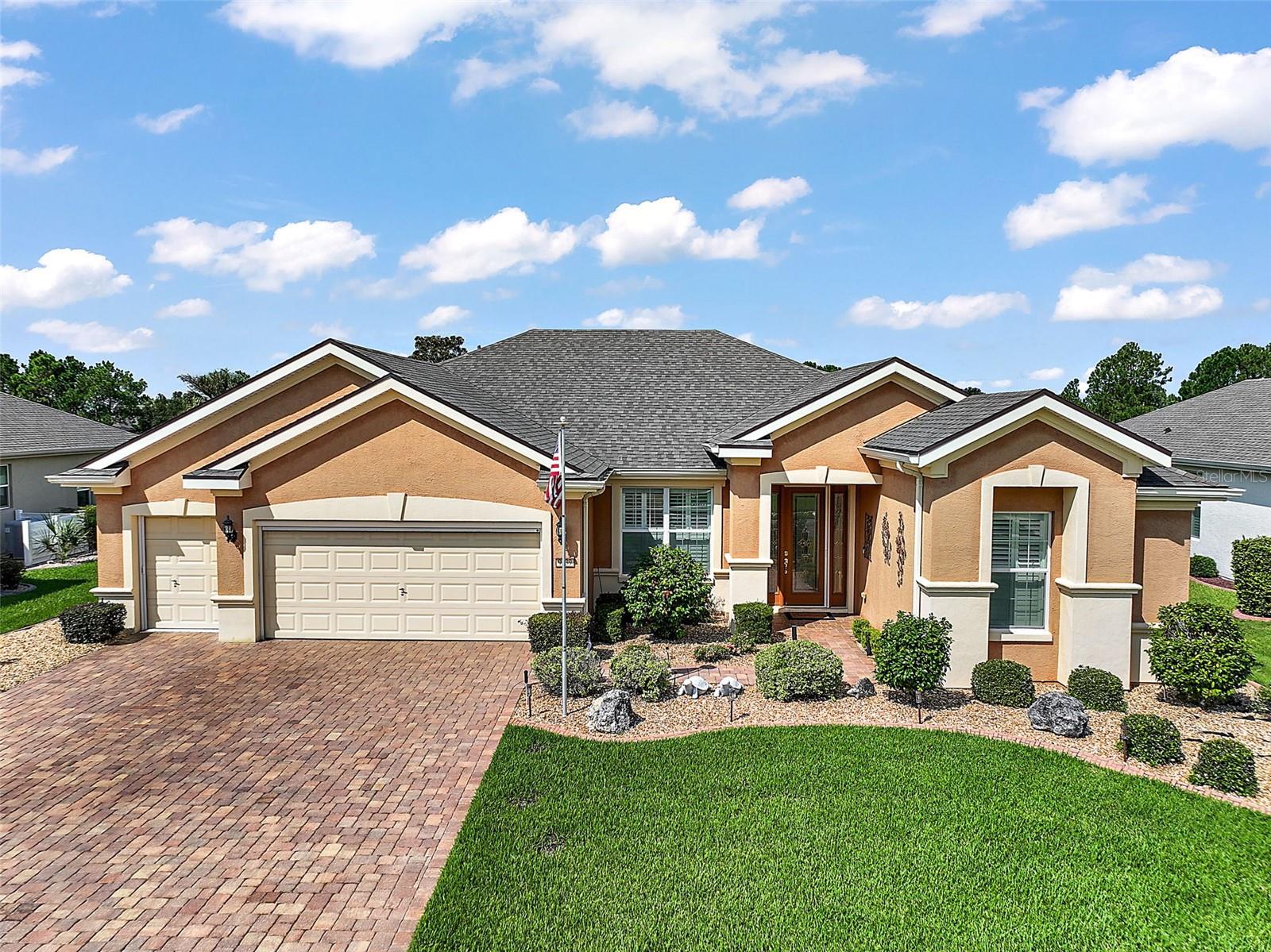 This Gorgeous house has all the bells and whistles! Built in 2007 this home will not disappoint. The curb appeal is stunning! Custom landscaping. Upgraded stainless steel appliances, Granite counter tops through out, Over sized garage with room for 2 cars and a golf cart! And yes there's more! You and your company are sure to enjoy their stay to the full with this inviting bonus living space. The extended rear screened Lanai offers beautiful pavers, landscaping and privacy to relax and enjoy your morning coffee. As for this amazing community...what's not to love? Stone Creek Golf and Country Club at Del Webb is the place to be in North Central Florida. Besides having plenty to do for your perfect 55+ lifestyle, it is also around the corner from one of the best parks in the area (Shalom Park) and plenty of shopping! Publix, Aldis, Walmart, many restaurants and shopping plazas, and other amenities are just around the corner. Also, Stone Creek is a very short drive to excellent medical facilities, the famous World Equestrian Center, and Downtown Ocala. Not far from Gainesville or The Villages, and slightly over an hour to get to Tampa or Orlando. As a bonus, if you need or want an easy-to-move-in home for your fun-in-the-sun winter getaway, The home is move-in-ready, so grab this one before some one else does. Priced to sell and ready for your enjoyment. Call today to set an appointment!