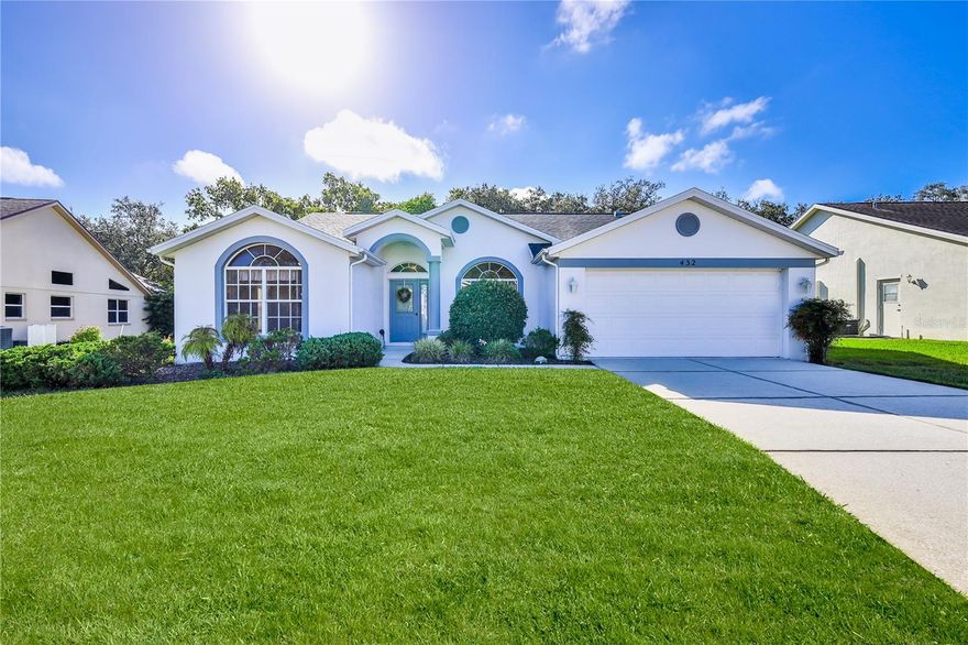 One or more photo(s) has been virtually staged. Lovely 3/2/2  located in upscale 55+ Community with all the amenities. Well cared for home with 2,114 sq. ft. of living space with park-like view. Enter the home with combinations Living Room/Dining Room with sliders to the screened in porch and newer luxury vinyl flooring. Split Plan with Primary Bedroom that is large, with en suite bath that has walk in shower, double vanity with great counter space and garden tub with jets and door to the lanai.
Big U-shaped kitchen with sweeping counter space that overlooks the family room, again sliders to screened in lanai and large nook for informal dining.  Plenty of space in this kitchen space for great entertaining.  Indoor utility room with window, washer and dryer included and plenty of room for storage.   Double Closet Pantry for extra storage space. Great closet space throughout as well.  
With much detail such as plant shelves, vaulted ceilings and transom windows throughout the home brings in natural light and adds privacy.   Great floor plan with much flexibility.  Rear bedroom was built with additional square feet making it very luxurious.   Roof – 2018, exterior was painted, newer carpets in some rooms and interior painting in most rooms recently painted.
You will enjoy the lifestyle and luxury afforded by this community with 24 hour-guard, gated, 18,000 Sq. Ft. Clubhouse with ballroom, Bar & Grill, Billiards, Fitness, Library, Heated Pool, Spa, Bocce, Tennis, Pickleball and more. Community just completed all new road paving. Sidewalks for walking and you will enjoy the extraordinary landscaping all along the community. Your monthly fee includes fiber optic internet and Streaming with many premium upgrades.  All just 45 minutes from Tampa and close to local beach/kayaking, Fishing and local restaurants.