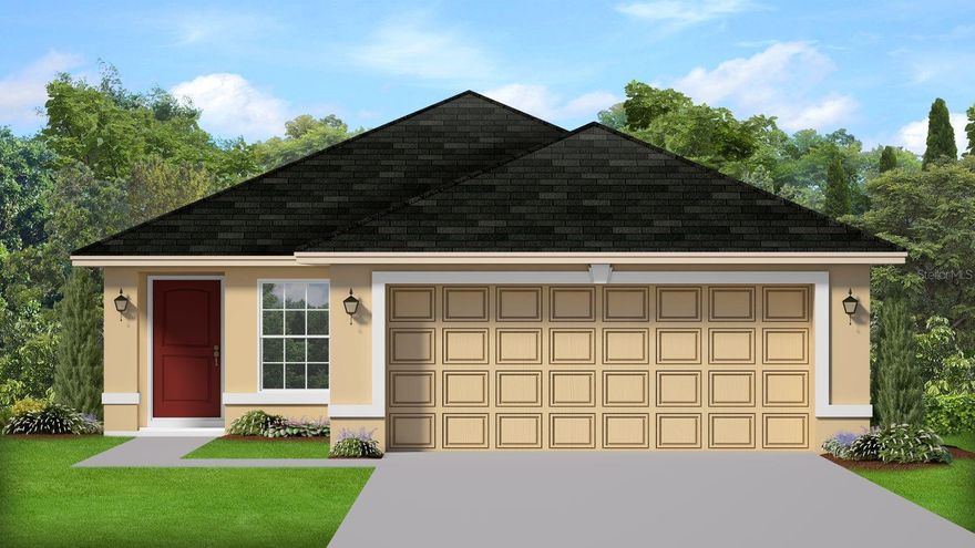 Under Construction. Estimated completion is June/July pending any setbacks beyond builders’ control. Brand new 1515 sq ft, 4 bed / 3 bath home in a community with nature park/trails next door, easy access to I-75 and close to Ocala historic district, shopping, and dining. This home features tile in the wet/entertainment areas and carpet in the bedrooms. Home also has granite countertops and shaker cabinets in the kitchen and bathrooms. Kitchen has a stainless steel range, microwave and dishwasher. Home also has TAEXX in-wall pest control system and a 10-year Builder Warranty. Community Center includes pool, fitness center, community room and playground!! Rendering is for illustrative purposes only. Pictures are from similar home with same floor plan. Colors and upgrades may vary.