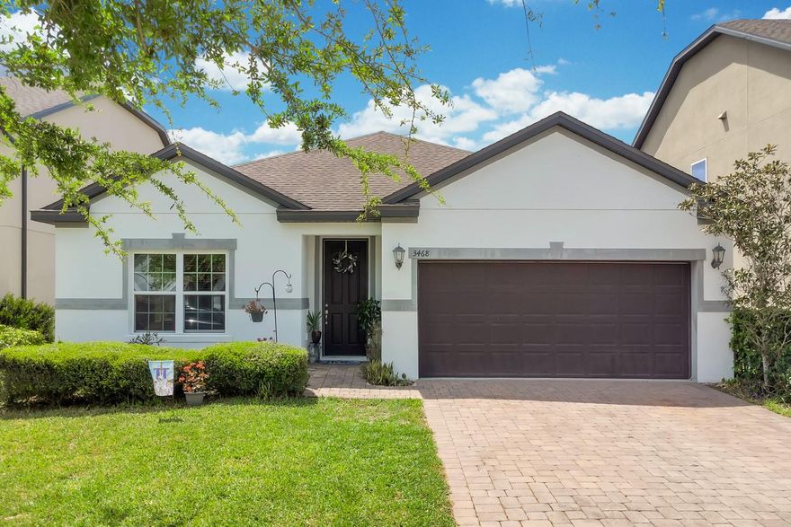 Welcome to this beautifully maintained, original-owner home featuring the desirable “Berkeley II” floor plan, ideally located in a quiet cul-de-sac within the highly sought-after HARMONY community. This spacious 4-bedroom, 2-bath home with a 2-car garage offers a thoughtfully designed open-concept layout that creates a seamless flow between the living, dining, and kitchen areas, while still providing formal living and dining spaces. The heart of the home is the large kitchen with a generous island, granite countertops, and stainless steel appliances, perfect for entertaining family and friends while overlooking the expansive family room and enjoying views of the private, screened-in lanai. 
The split-bedroom layout provides both comfort and functionality, featuring a spacious primary suite with beautiful views, dual sinks, a large walk-in closet, and a relaxing en-suite bath. Additional highlights include a large laundry room and ample storage throughout. Step outside to your private backyard oasis with western exposure, perfect for enjoying stunning daily sunsets, along with peaceful conservation and lake views, and even distant golf-course scenery, all with no rear neighbors for added privacy. Harmony is more than a community; it’s a lifestyle. Residents enjoy access to a golf course, community pool, fishing pier, walking trails, parks, dog park, boat docks, and sports amenities including basketball, volleyball, and soccer. Conveniently located near shopping, dining, coffee shops, and top-rated schools, everything you need is just minutes away. This home truly offers comfort, space, and a vibrant community lifestyle. Don’t miss this opportunity.