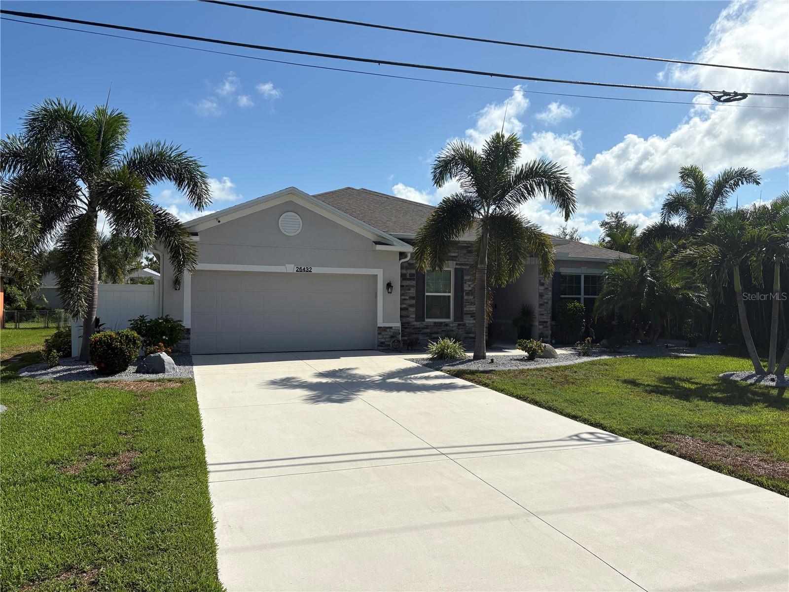 More pictures to come Tuesday-Welcome to your slice of Florida paradise in the desirable Deep Creek community of Punta Gorda Isles! This beautifully 2020-built home offers over 2,065 sq ft of living space, featuring 3 spacious bedrooms plus a large den/home office — perfect for a growing family, remote work setup, or a peaceful retreat for snow birds.
From the moment you arrive, you’ll appreciate the mature landscaping, decorative curbing, and privacy-enhancing Areca palms, along with majestic palms lining the property. Inside, the upgraded kitchen is a true centerpiece with 42-inch upper cabinets, stainless steel appliances, and a large island that's perfect for entertaining. The open layout flows seamlessly to your private saltwater heated pool, surrounded by pavers and plenty of space to lounge and relax poolside.
Move-in ready and meticulously maintained, this home is truly turn-key. Whether you're relocating from up north in search of peace and quiet, or you're a family looking for space to grow while enjoying the Punta Gorda Isles lifestyle, this home offers it all.
For added peace of mind, the home includes an upgraded hurricane-rated garage door, hurricane shutters, and a generator hookup directly to the main panel. The garage also features epoxy-coated floors, and best of all — no flood insurance is required.
Don’t miss your chance to make this one yours — schedule your private showing today before it’s gone!