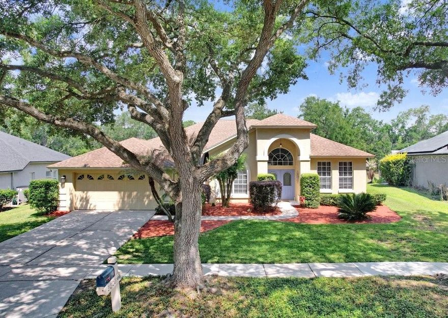 Under contract-accepting backup offers. Located in the gated community of River Hills Country Club, this beautifully updated 4-bedroom, 3-bath home with a dedicated office features a desirable three-way split floorplan offering both privacy and functionality. A 2022 remodel highlights the updated white kitchen with gray tile backsplash, dual closet pantries, and modern finishes, along with luxury vinyl plank flooring throughout the main living areas, updated baseboards, and neutral interior paint. Two secondary bedrooms share a Jack-and-Jill bath with dual sinks and a thoughtfully separated shower/tub and toilet area. Additional interior features include a spacious laundry room with a window, as well as ample storage with large linen and storage closets. Enjoy outdoor living with a private pool and epoxy-finished pool deck overlooking a peaceful backyard with no rear neighbors. Situated on an oak-lined street with sidewalks, this home also offers a 2-car garage and access to community amenities including golf, tennis, pickleball, and social activities.