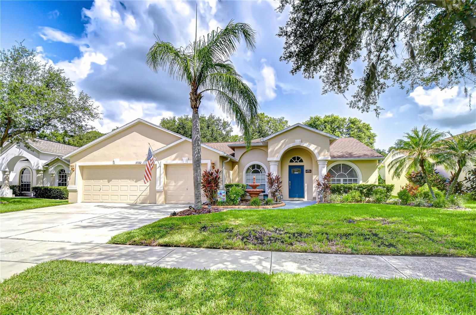 Stylish Updates, Serene Views, and a Flexible Floor Plan in FishHawk Ranch! Tucked in the heart of the highly sought-after FishHawk Ranch community, this beautifully updated home offers a flexible layout, peaceful pond and conservation views, and stunning curb appeal with lush tropical landscaping and a spacious 3-car garage. With major updates already completed—including the roof (2016), HVAC (2020), water heater (2025), water softener (2023), remodeled bathrooms, and more—this home offers lasting comfort and peace of mind. Step inside to a bright, functional layout that suits modern living. A formal dining area welcomes you in, while a private home office with elegant French doors provides the perfect space for remote work or study. Beautiful engineered hardwood floors flow throughout the main living areas, enhancing the home's warmth and character. The spacious great room features custom built-ins and French doors that open to an oversized screened and covered lanai, offering the perfect place to unwind with serene conservation and pond views—and no backyard neighbors for ultimate privacy. The galley-style kitchen blends style and practicality with stainless steel appliances, ample cabinetry, breakfast bar seating, and a sunny breakfast nook—ideal for casual dining and morning coffee. Enjoy privacy and comfort in the split-bedroom layout, with the primary suite tucked away on its own wing. This peaceful retreat boasts vaulted ceilings, updated flooring, a generous walk-in closet, and private access to the lanai. The remodeled en-suite bath offers dual vanities, a soaking tub, and a glass-enclosed shower. Three additional bedrooms on the opposite side of the home are spacious and share a beautifully updated bath, all with updated flooring. Step outside to a large fenced yard with space to play, garden, or entertain—all set against a breathtaking backdrop of conservation and water views. The 3-car garage adds even more flexibility for parking, storage, or hobbies. Located in one of Lithia’s premier communities, FishHawk Ranch offers world-class amenities including resort-style pools, the Aquatic Club, miles of trails, a skate park, fitness center, Park Square, and is zoned for top-rated schools in Hillsborough County. All just about an hour from Disney and Florida’s beautiful beaches. Don’t miss your chance to call this FishHawk gem your own!