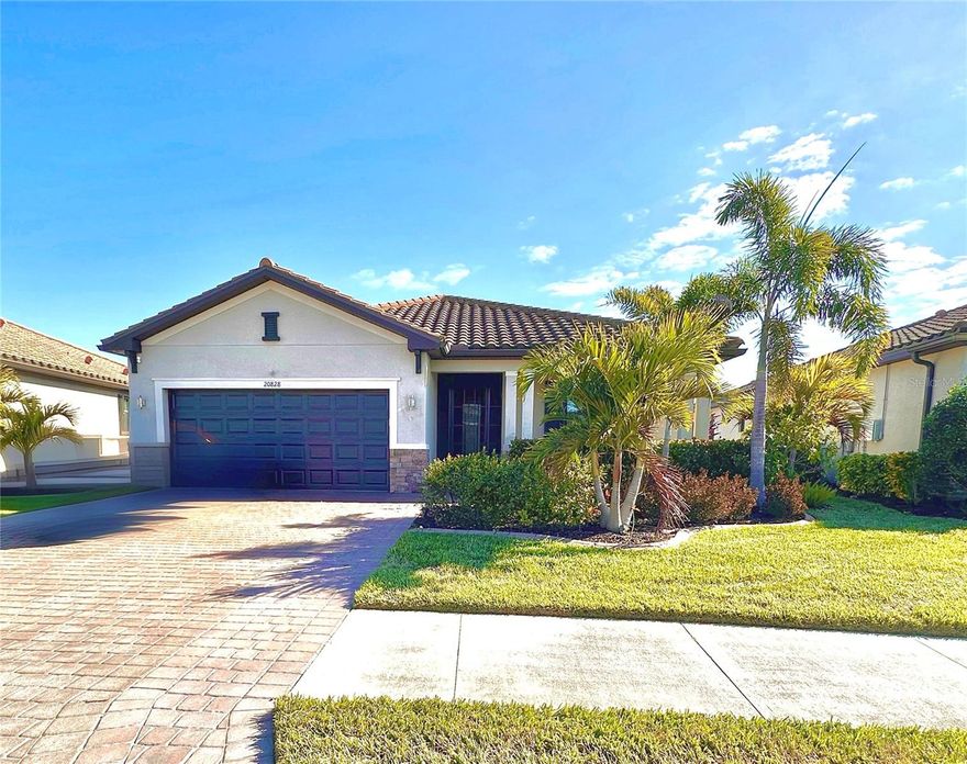 Motivated Seller Alert!! This POOL/SPA home features outdoor PRIVACY GALORE, an outdoor TV, and an electric KEVLAR HURRICANE SCREEN. Every window has ACCORDION HURRICANE SHUTTERS to reduce insurance costs. LAWN MOWING IS INCLUDED in the LOW HOA fees. There is NO CDD fee, and the home is in a convenient, desirable part of town. There are 3 FULL BATHROOMS dedicated to each bedroom in this SPLIT FLOOR PLAN. The OPEN CONCEPT living area boasts an ELECTRIC FIREPLACE, a FEATURE WALL, and porcelain tile floors. The kitchen has modern finishes, GRANITE COUNTER TOPS, stainless steel appliances, a new stove and dishwasher, and a WALK-IN PANTRY. The master bath is complete with a SOAKING TUB, a separate shower, and DUAL SINKS. The home is equipped with a PE SOLAR PANEL system with Enphase IQ7 microinverters, contributing to REDUCED MONTHLY ELECTRIC COSTS. There is a WHOLE-HOUSE water system by Express Water, including a REVERSE OSMOSIS softener, that delivers clear, mineral-balanced water. The MATURE LANDSCAPING surrounds the upgraded paver sidewalk. A screened-in entryway enclosure provides a nice cross breeze throughout the home. Conveniently located within 15 minutes of 11 county beaches. Minutes from Downtown Venice, shopping, dining, golf, and the Wellen Park Town Center, and the Atlanta Braves Spring Training facility, this home is perfect for full-time living or a seasonal retreat.